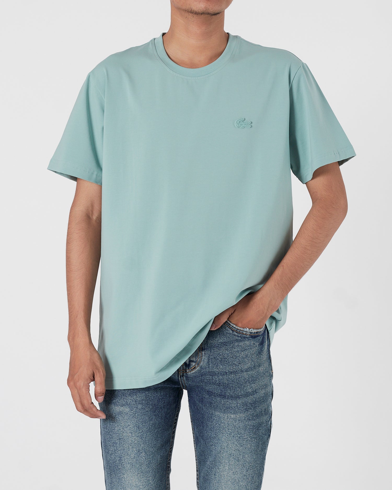 LAC Plain Color Men Light Green T-Shirt 14.90