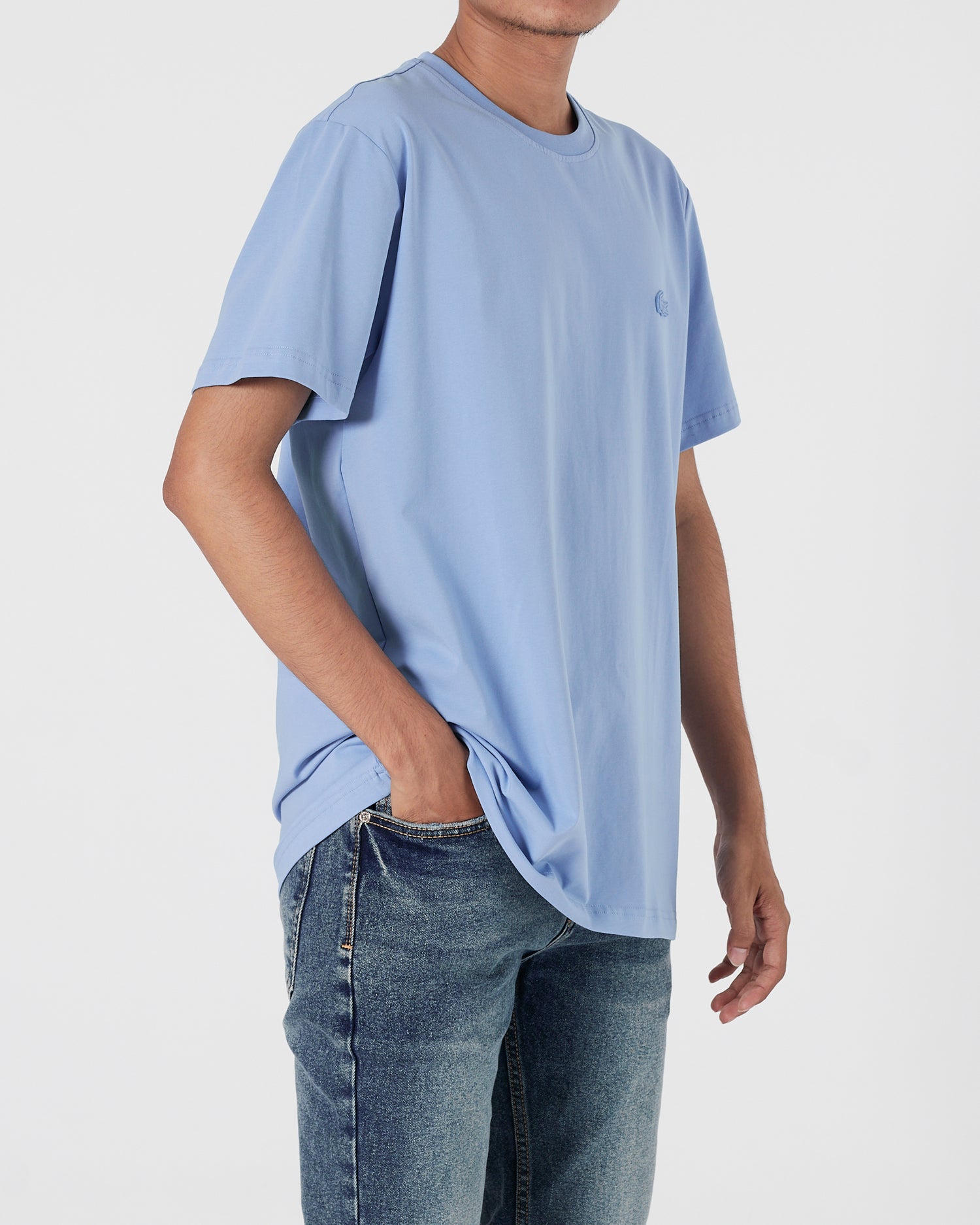 LAC Plain Color Men Light Blue T-Shirt 14.90