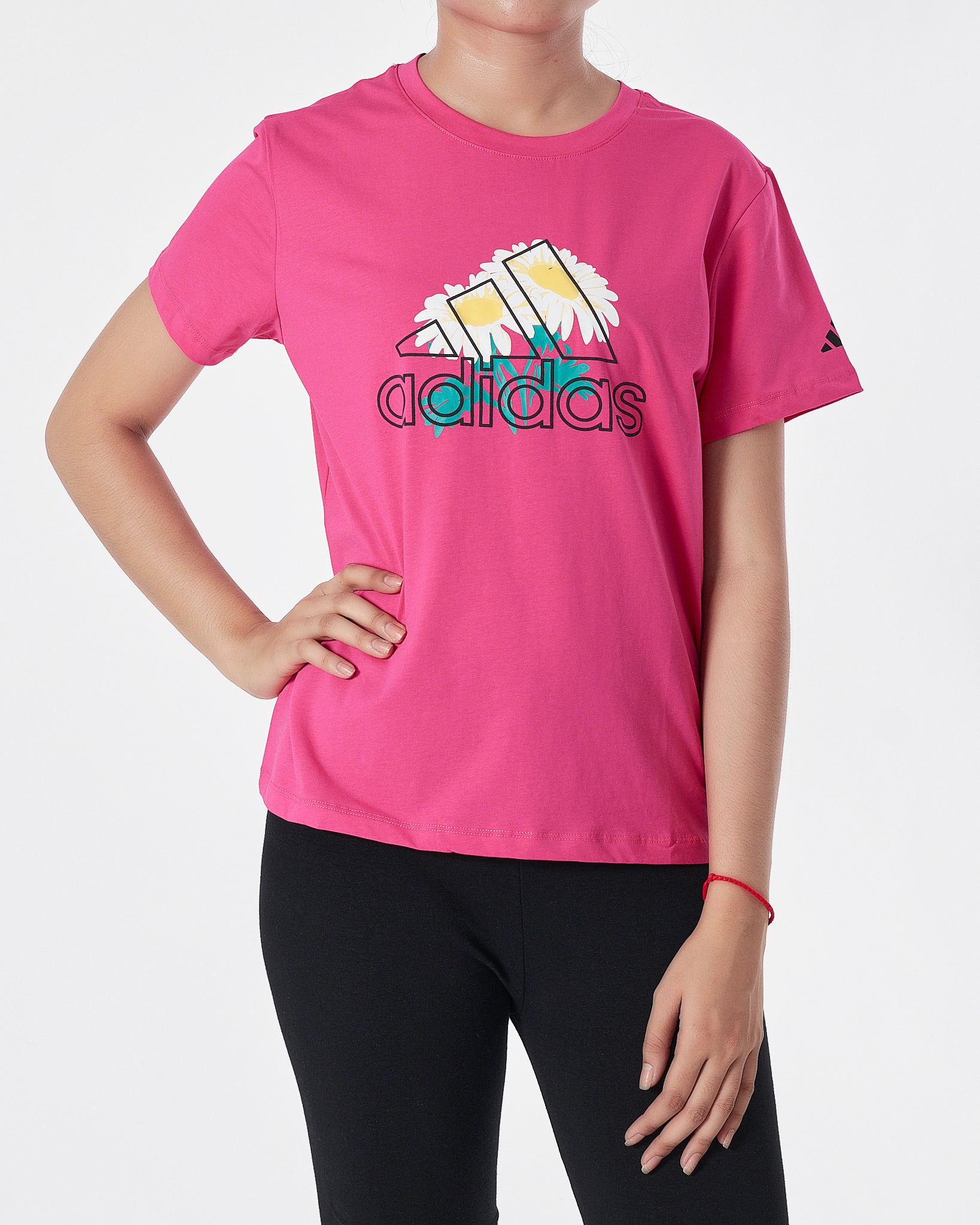 ADI Floral Logo Printed Lady Pink T-Shirt 14.50