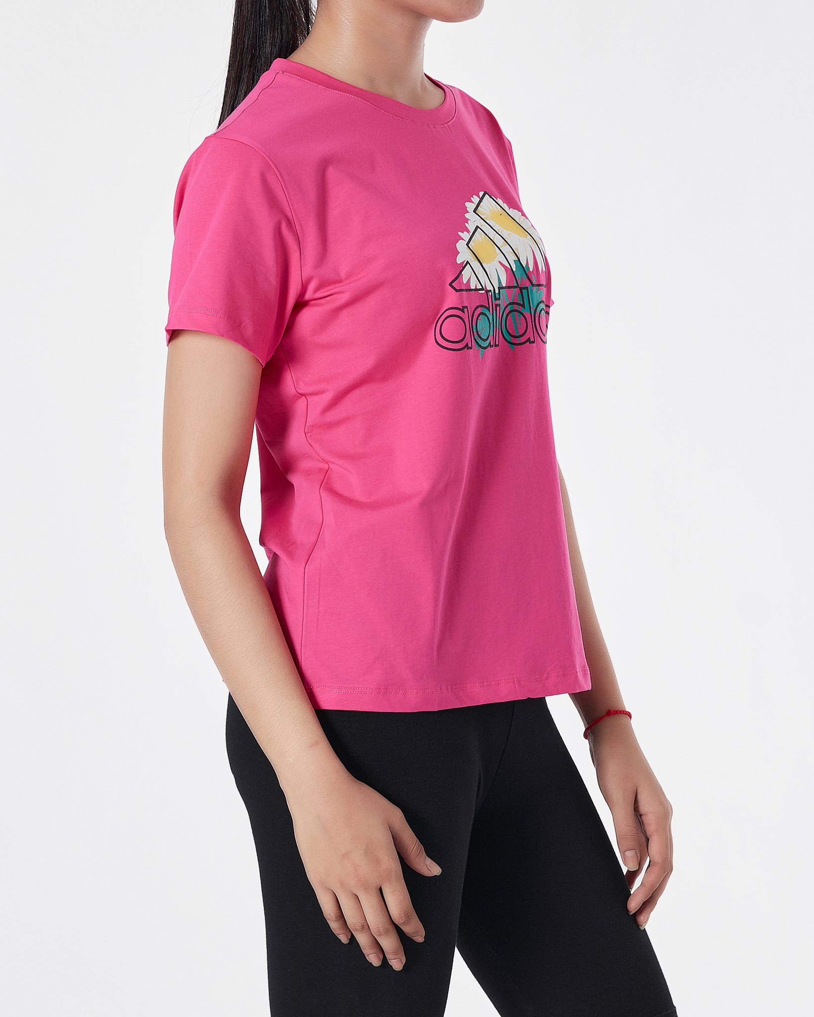 ADI Floral Logo Printed Lady Pink T-Shirt 14.50