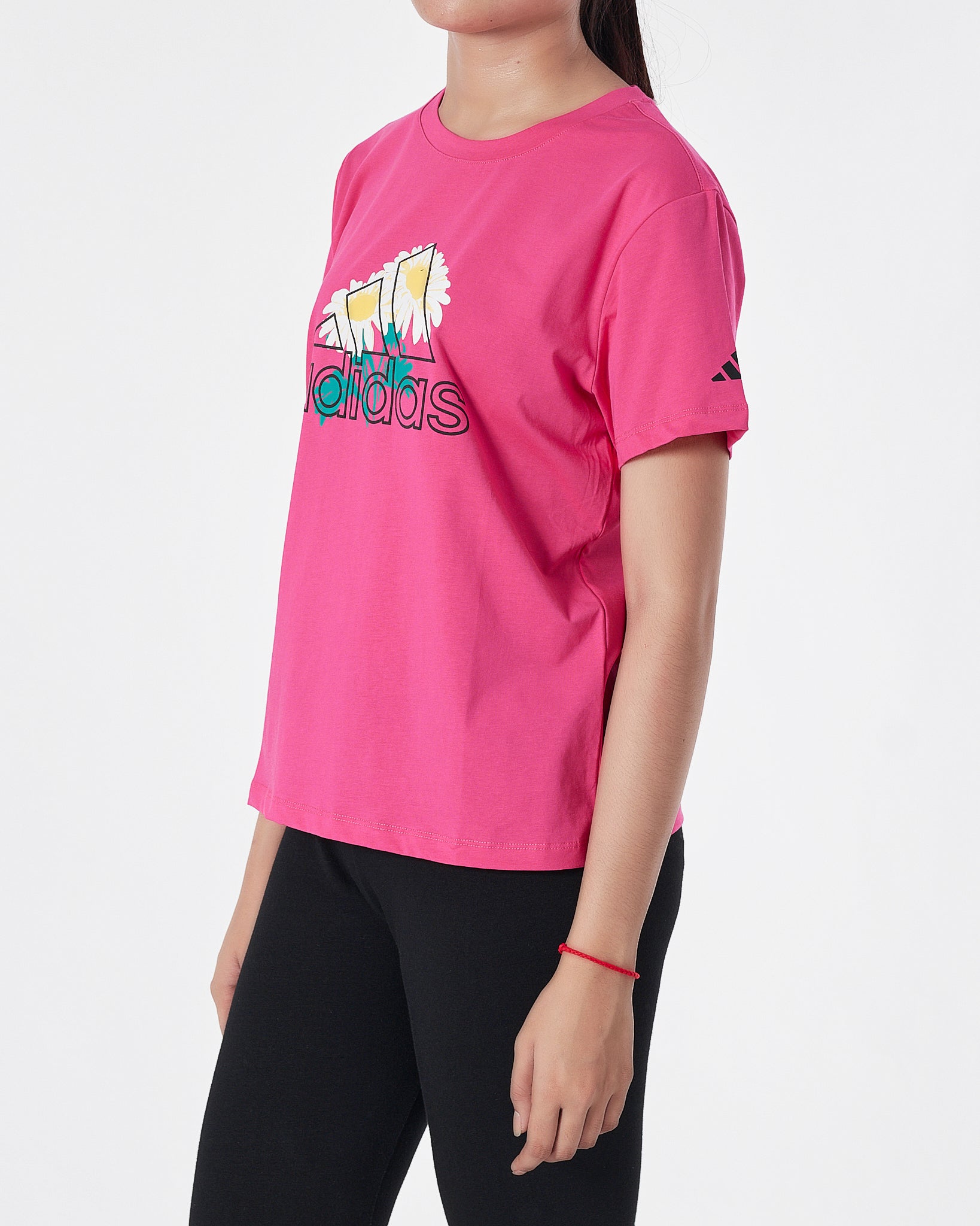 ADI Floral Logo Printed Lady Pink T-Shirt 14.50