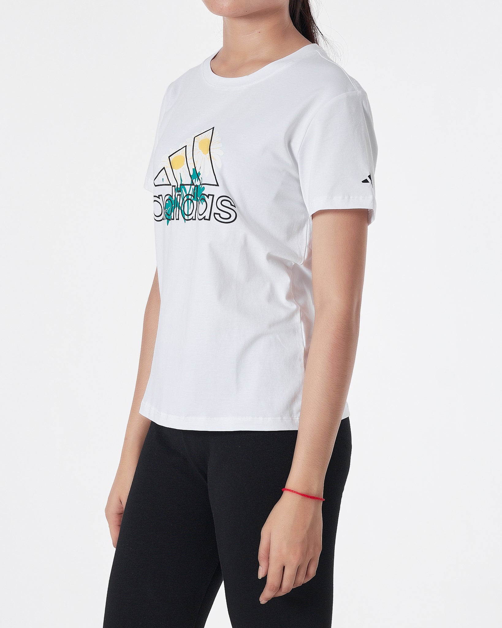 ADI Floral Logo Printed Lady White T-Shirt 14.50