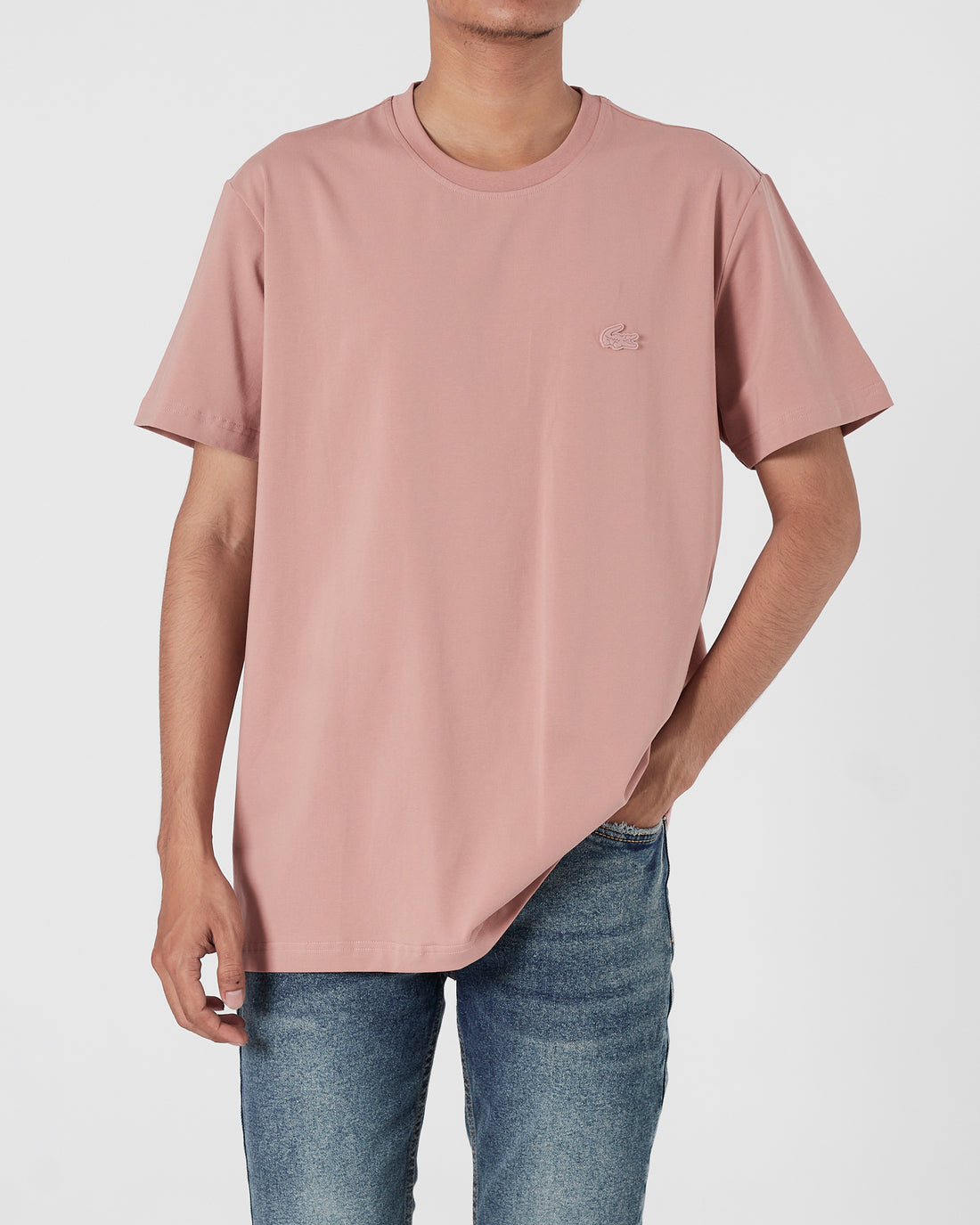 LAC  Plain Color Men Pink T-Shirt 14.90