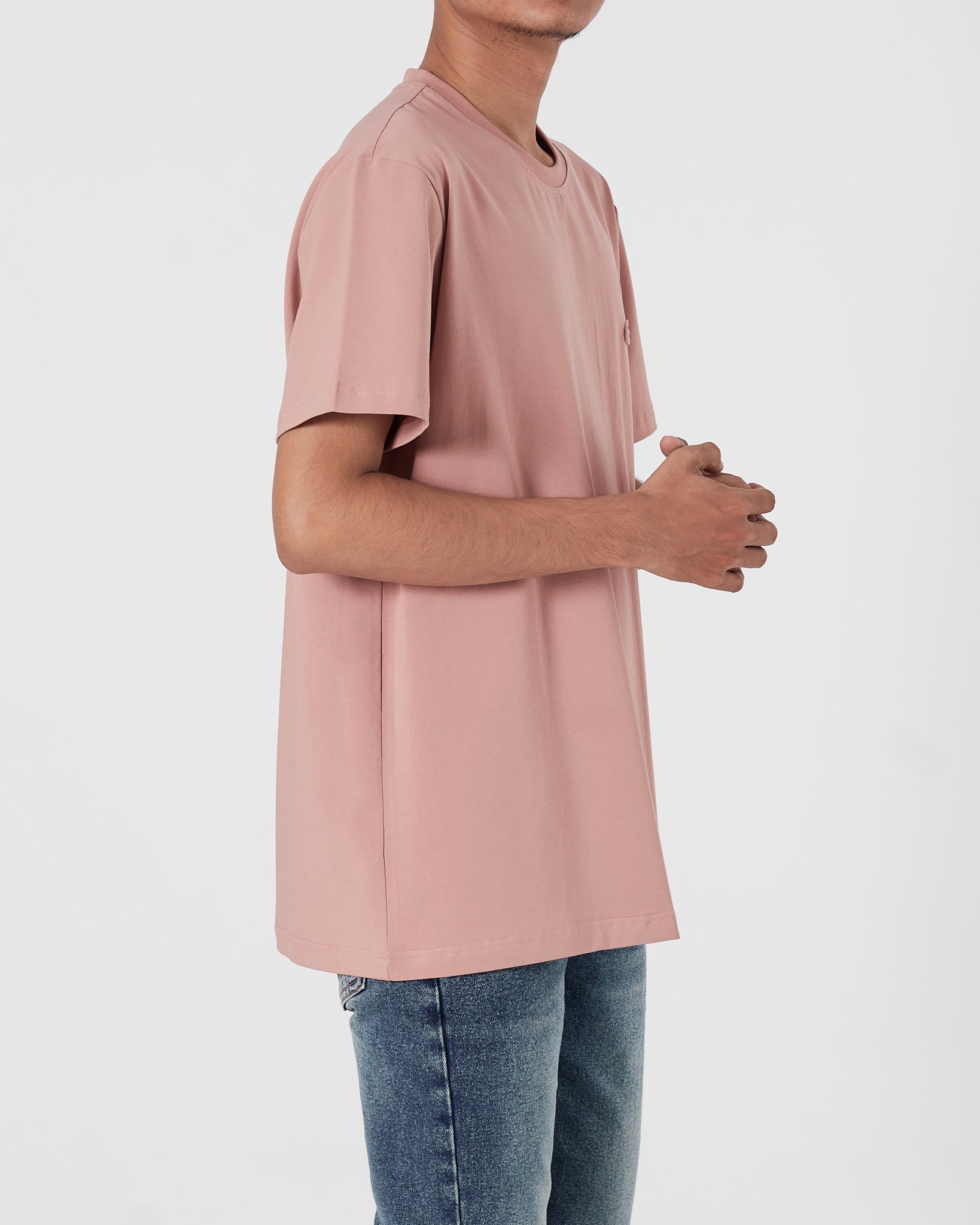 LAC  Plain Color Men Pink T-Shirt 14.90