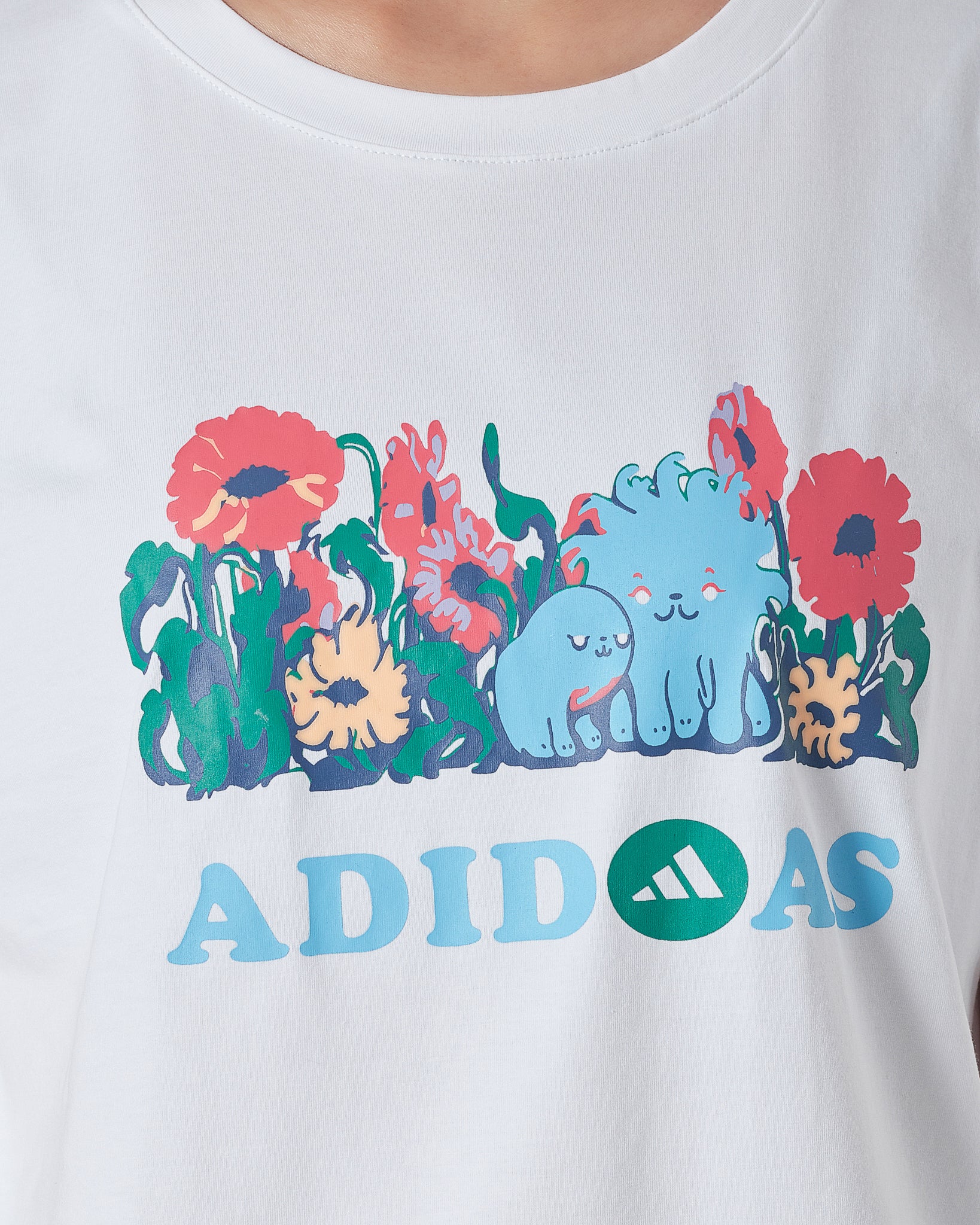 ADI Floral Logo Printed Lady White T-Shirt 14.50