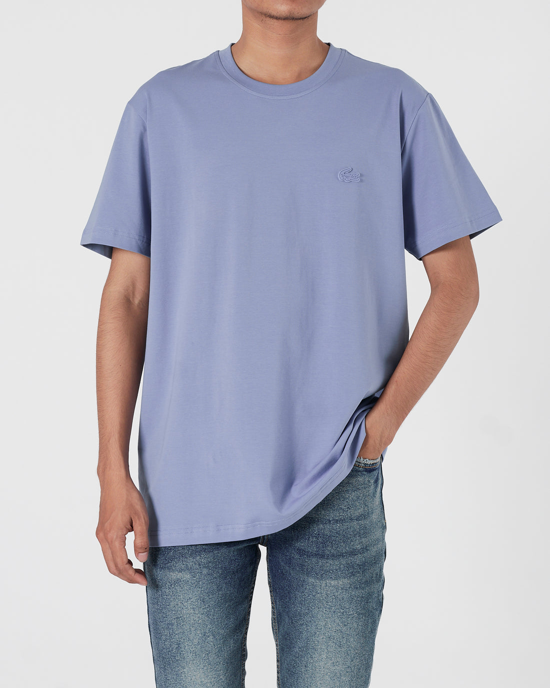 LAC Plain Color Men Light Purple T-Shirt 14.90