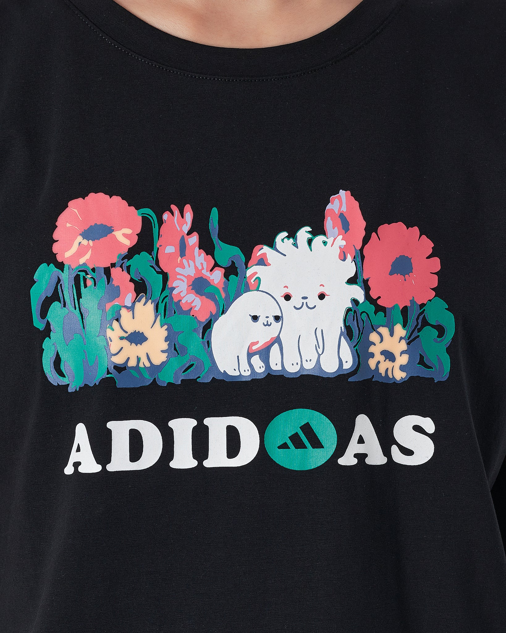 ADI Floral Logo Printed Lady Black T-Shirt 14.50