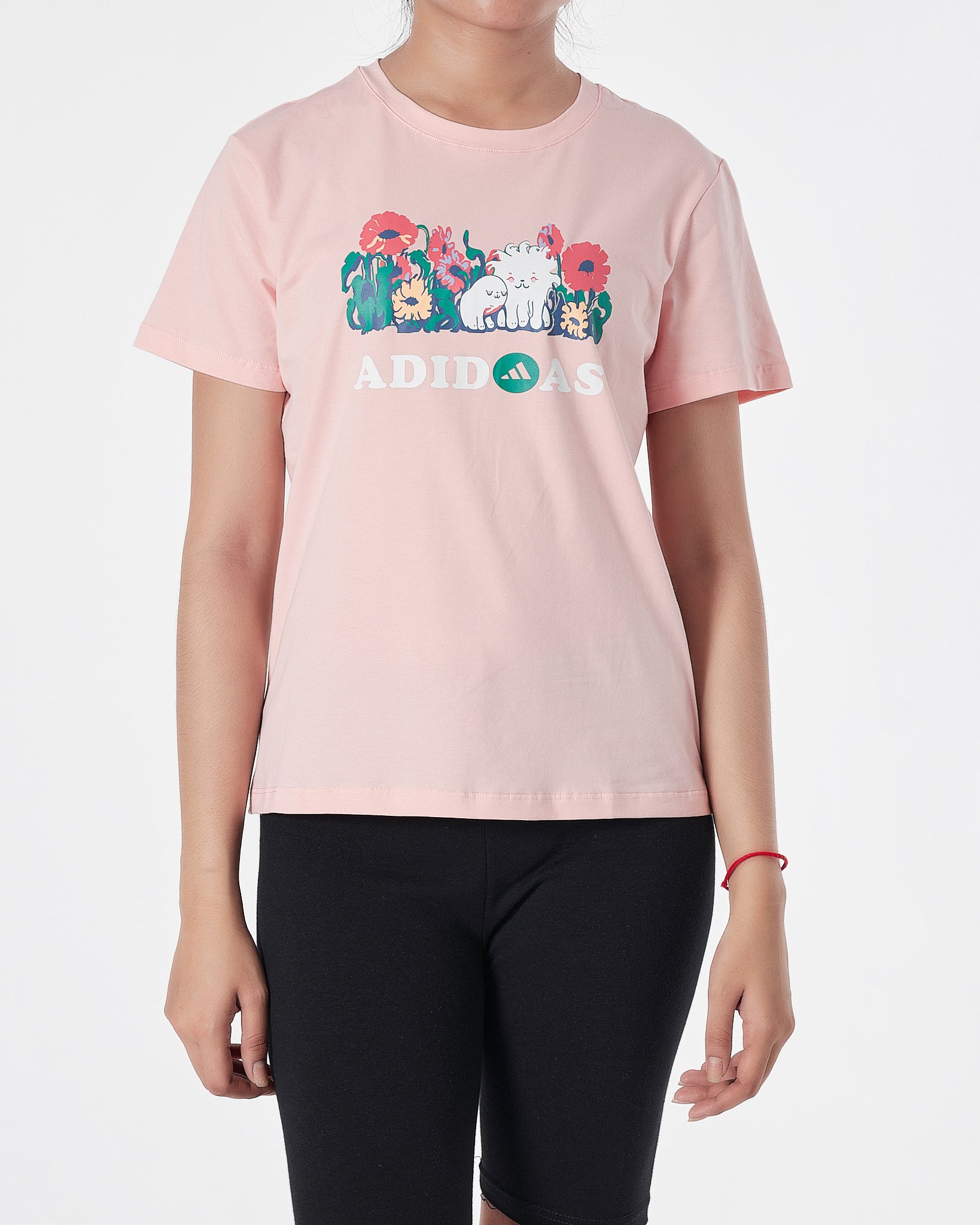 ADI Floral Logo Printed Lady Pink T-Shirt 14.50