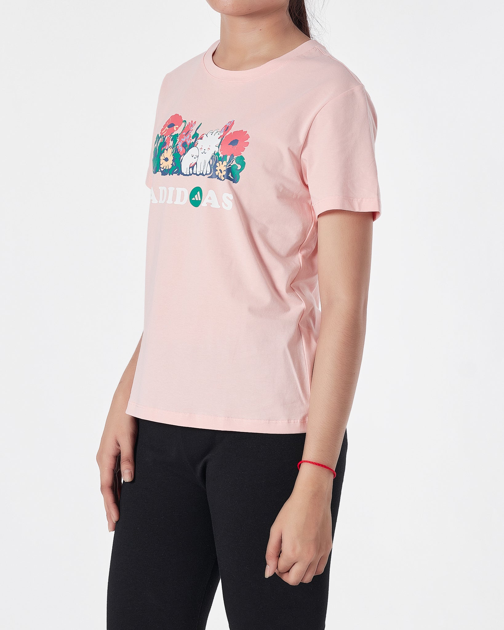 ADI Floral Logo Printed Lady Pink T-Shirt 14.50