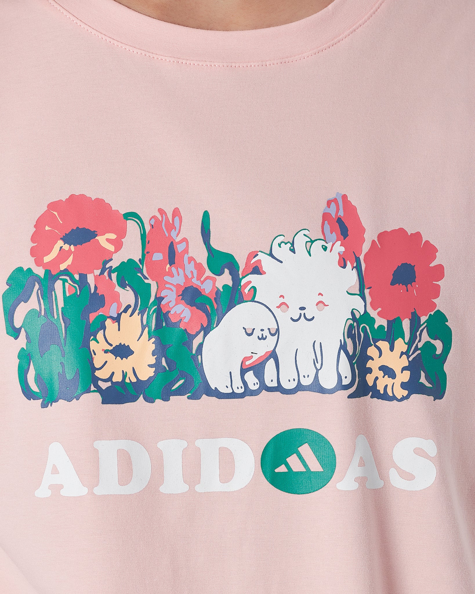 ADI Floral Logo Printed Lady Pink T-Shirt 14.50