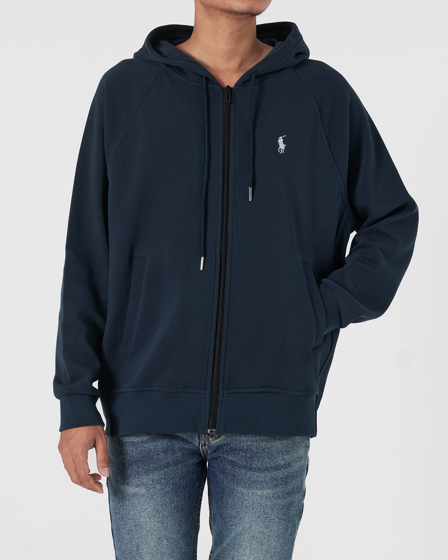 RL Plain Color Men Dark Blue Zipped Hoodie 28.90