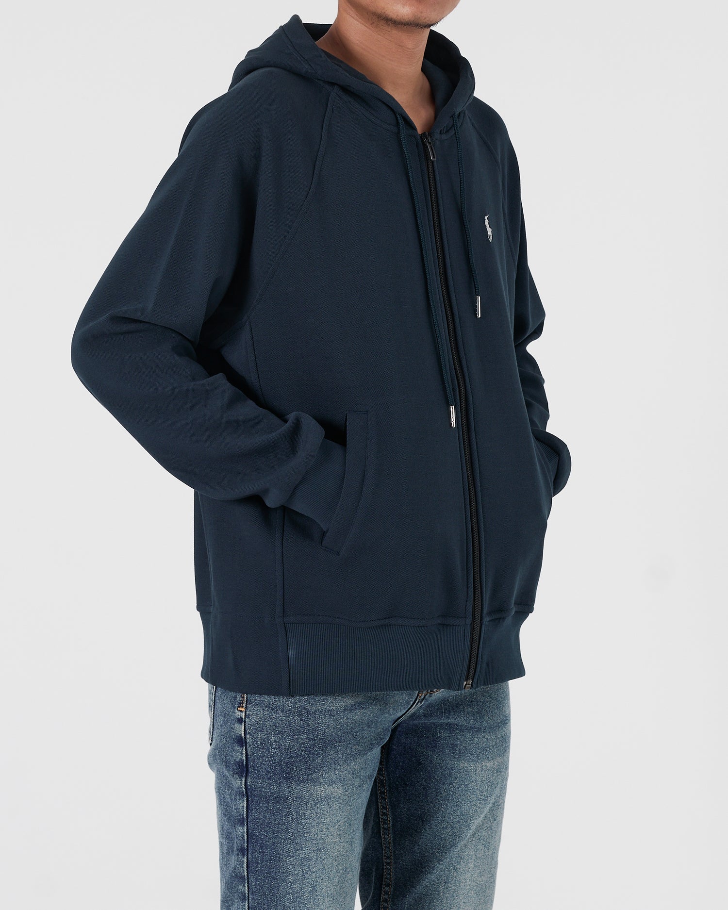 RL Plain Color Men Dark Blue Zipped Hoodie 28.90