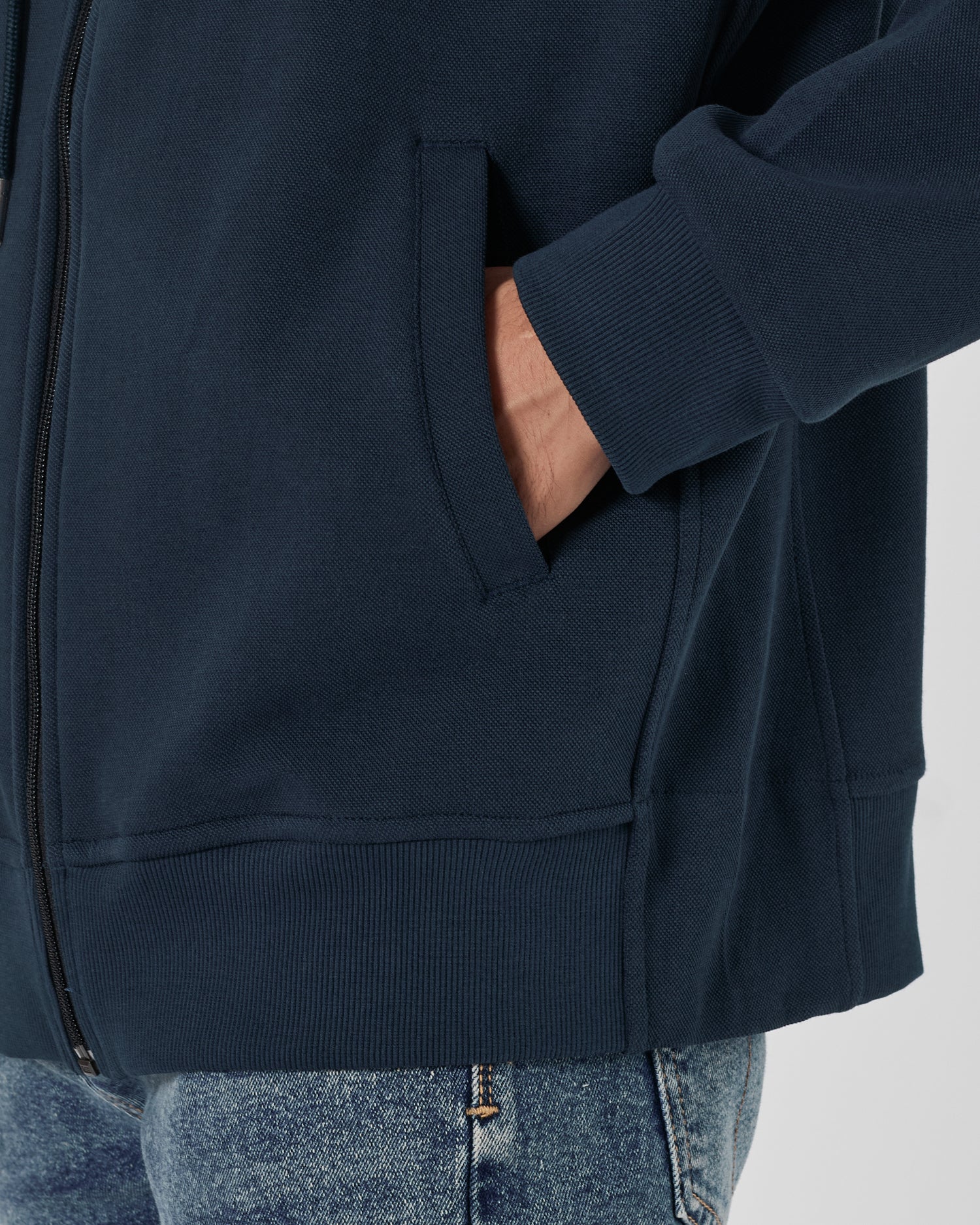 RL Plain Color Men Dark Blue Zipped Hoodie 28.90