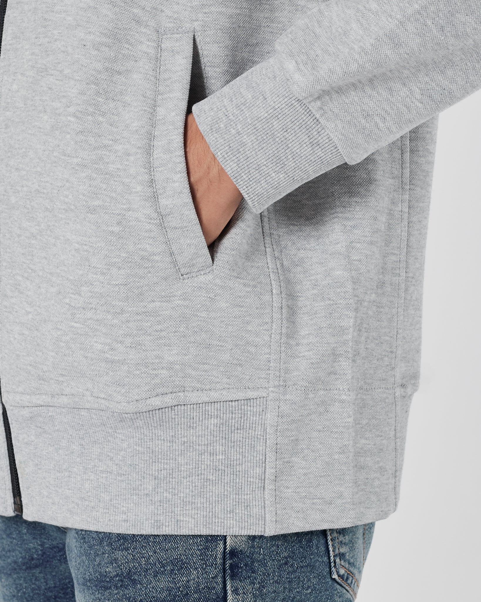 RL Plain Color Men Grey Zipped Hoodie 28.90