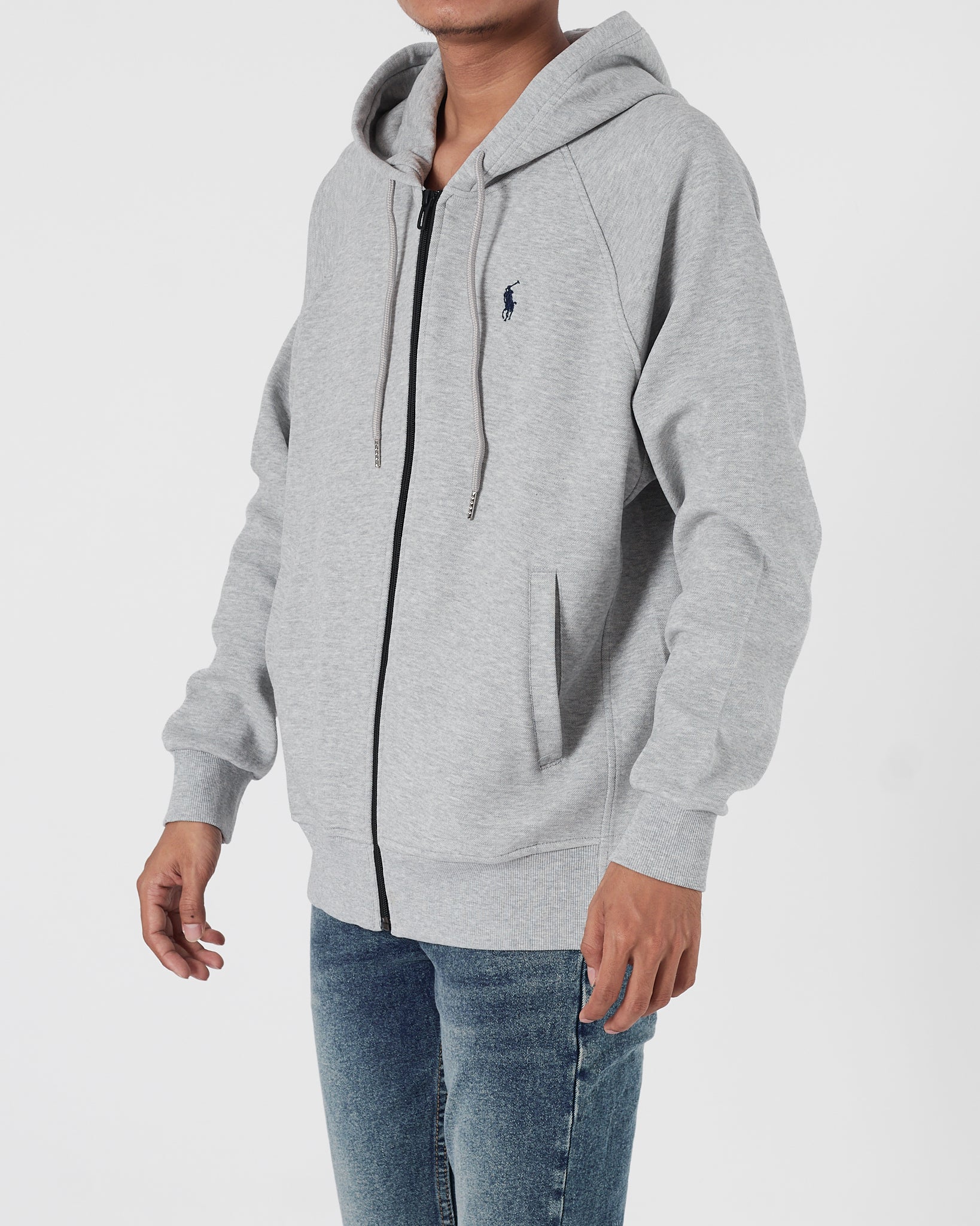 RL Plain Color Men Grey Zipped Hoodie 28.90