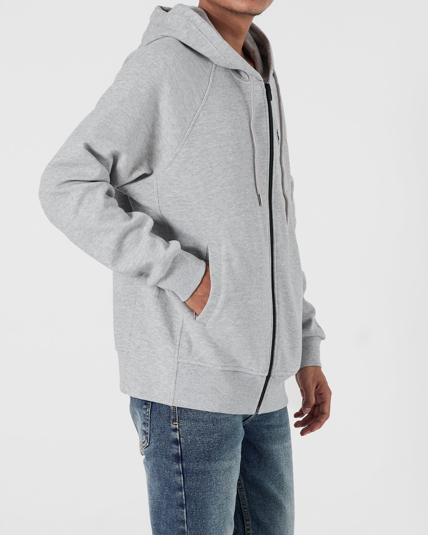 RL Plain Color Men Grey Zipped Hoodie 28.90