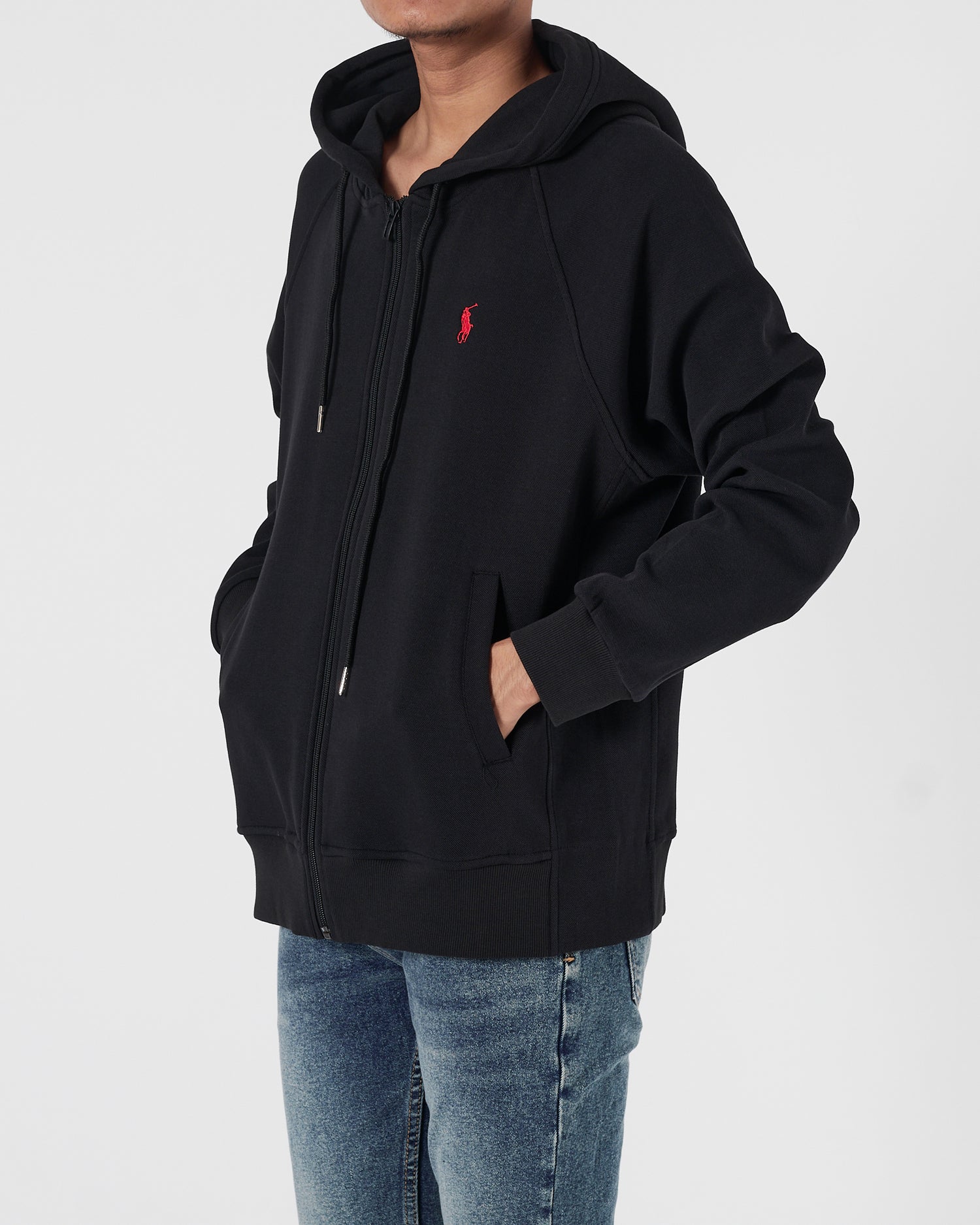 RL Plain Color Men Black Zipped Hoodie 28.90