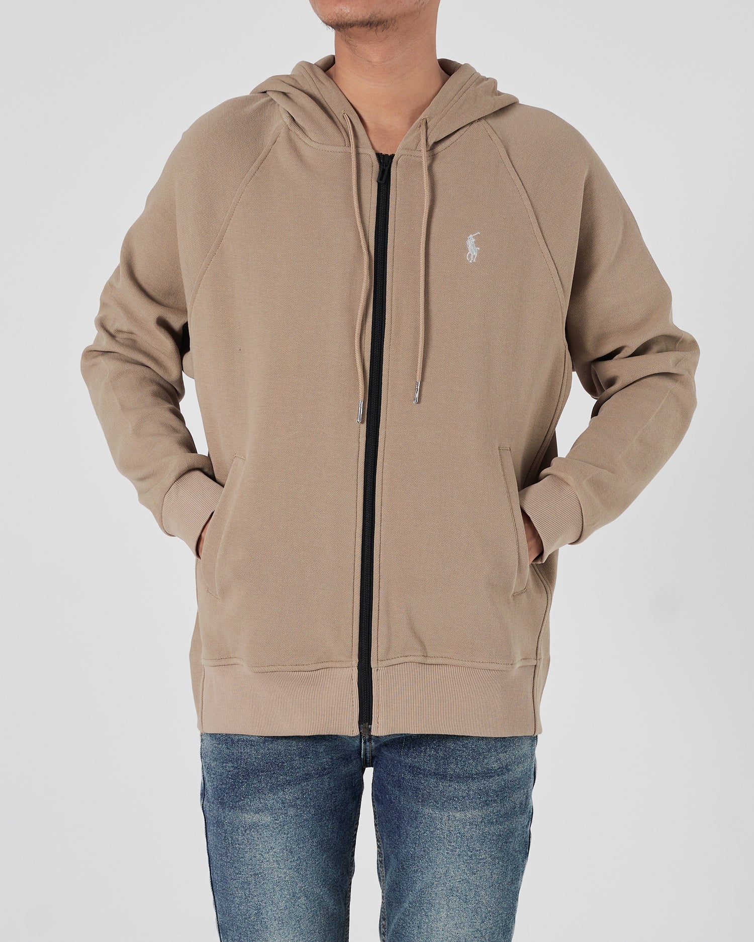 RL Plain Color Men Brown Zipped Hoodie 28.90