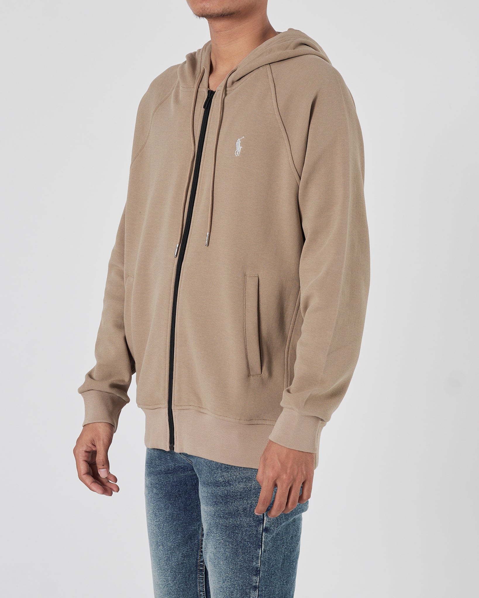 RL Plain Color Men Brown Zipped Hoodie 28.90