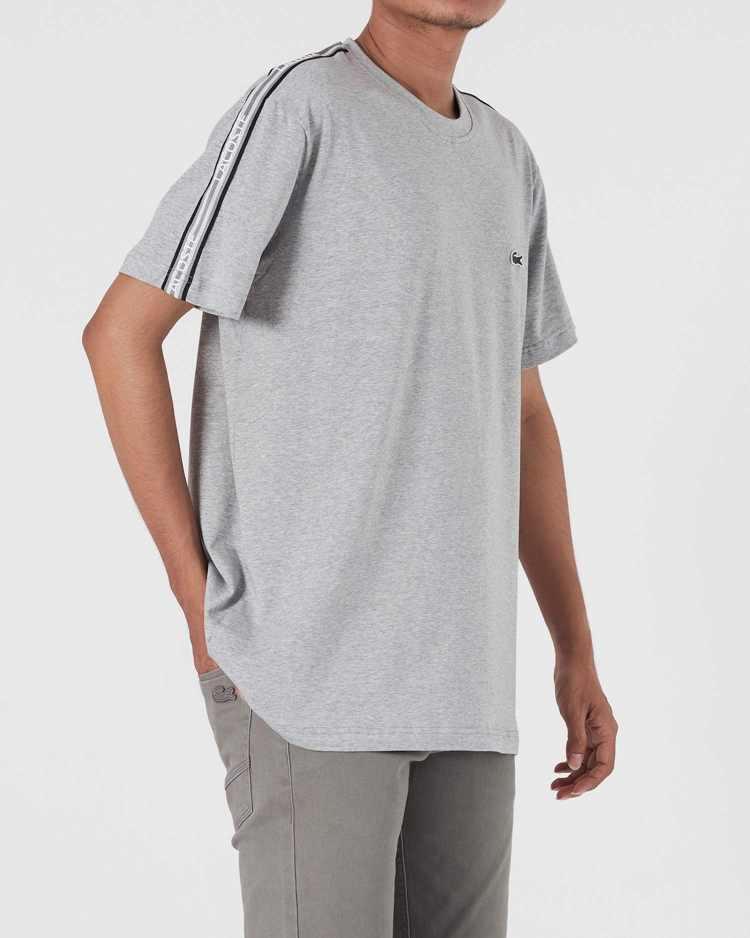 LAC Shoulder Striped Men Grey T-Shirt 15.90