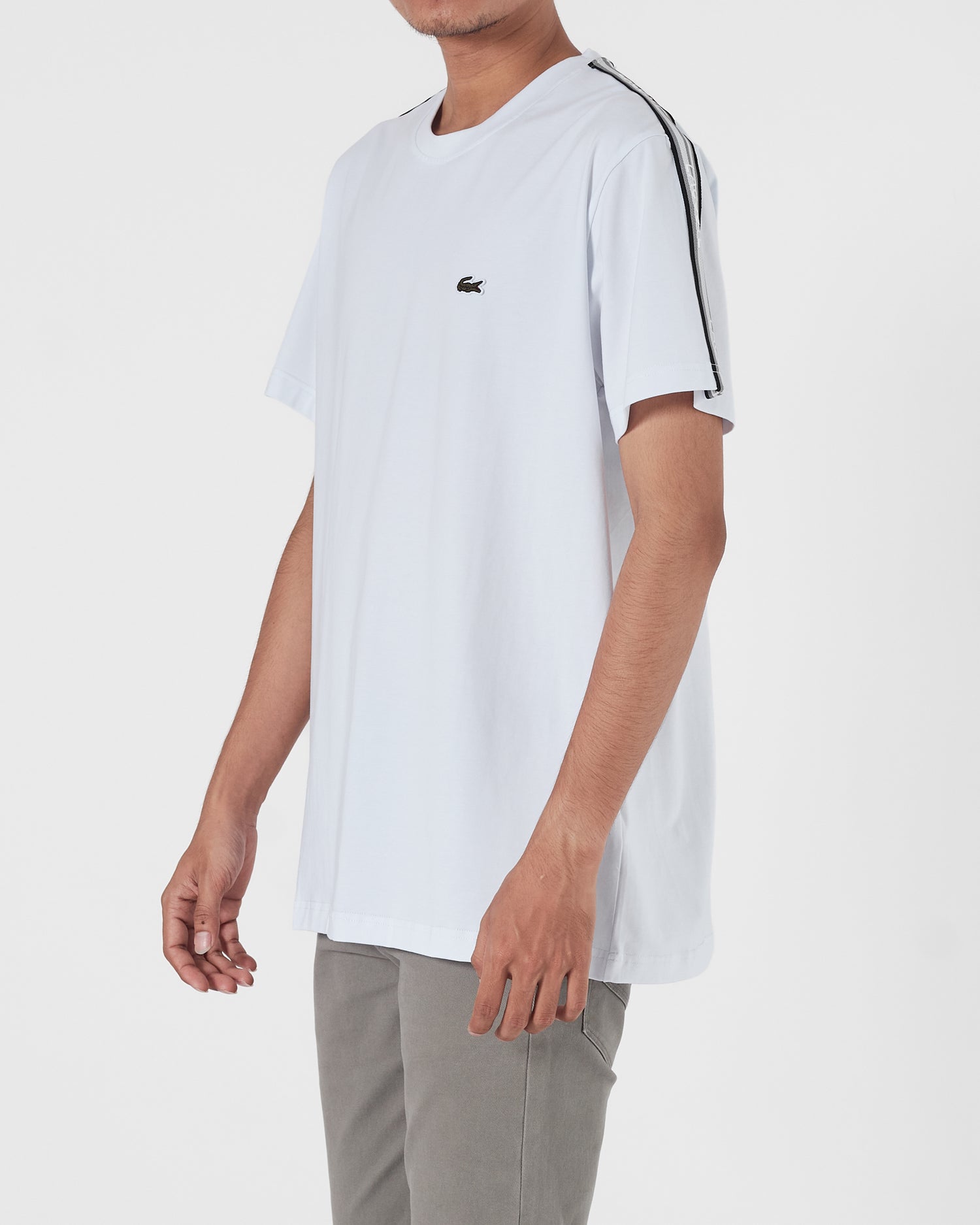 LAC Shoulder Striped Men White T-Shirt 15.90