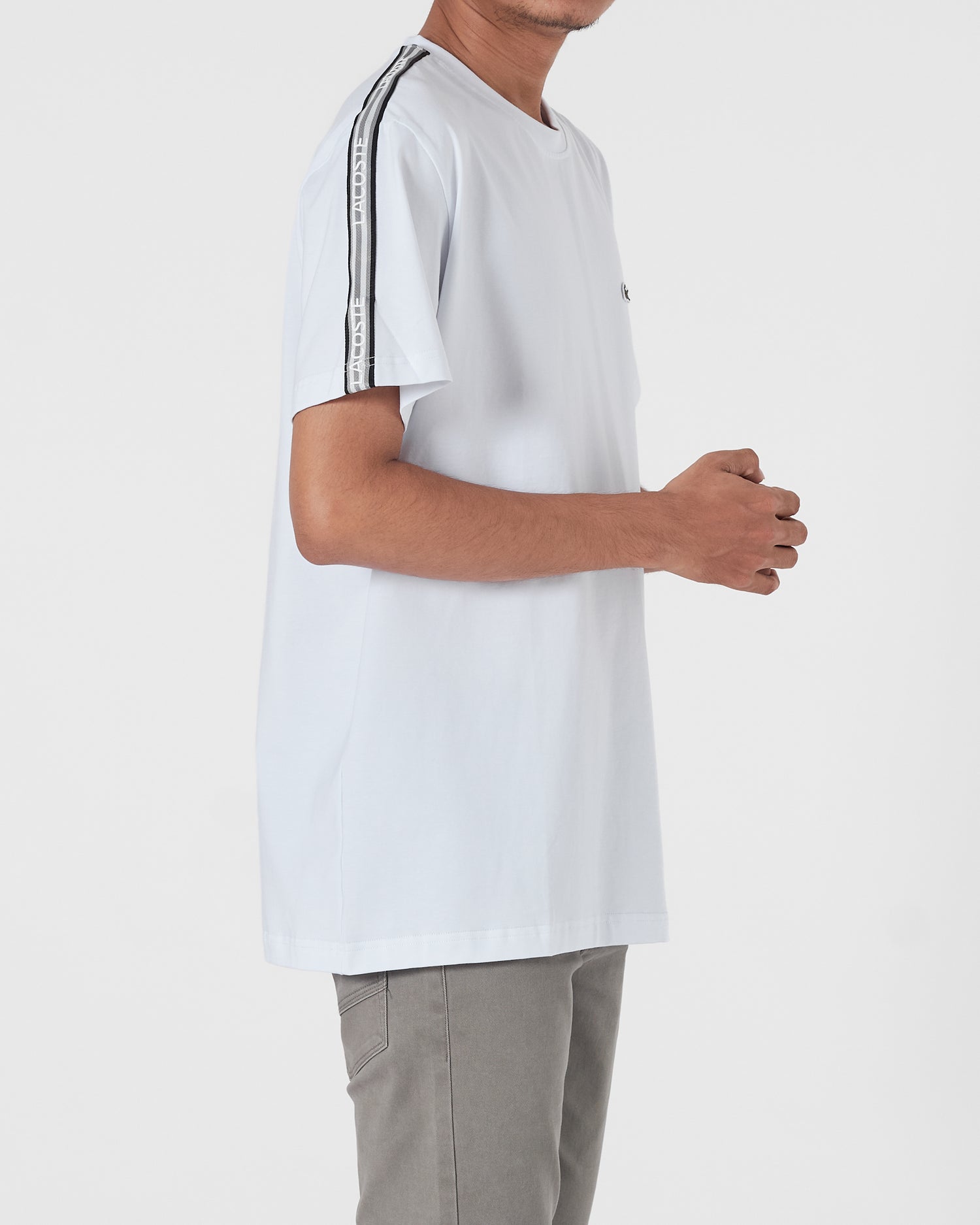 LAC Shoulder Striped Men White T-Shirt 15.90