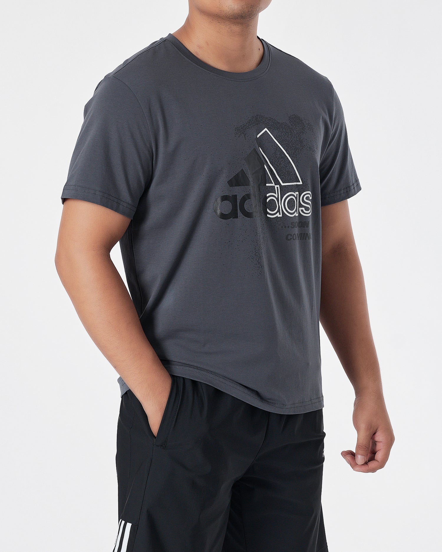 ADI Logo Printed Men Dark Grey T-Shirt 13.90