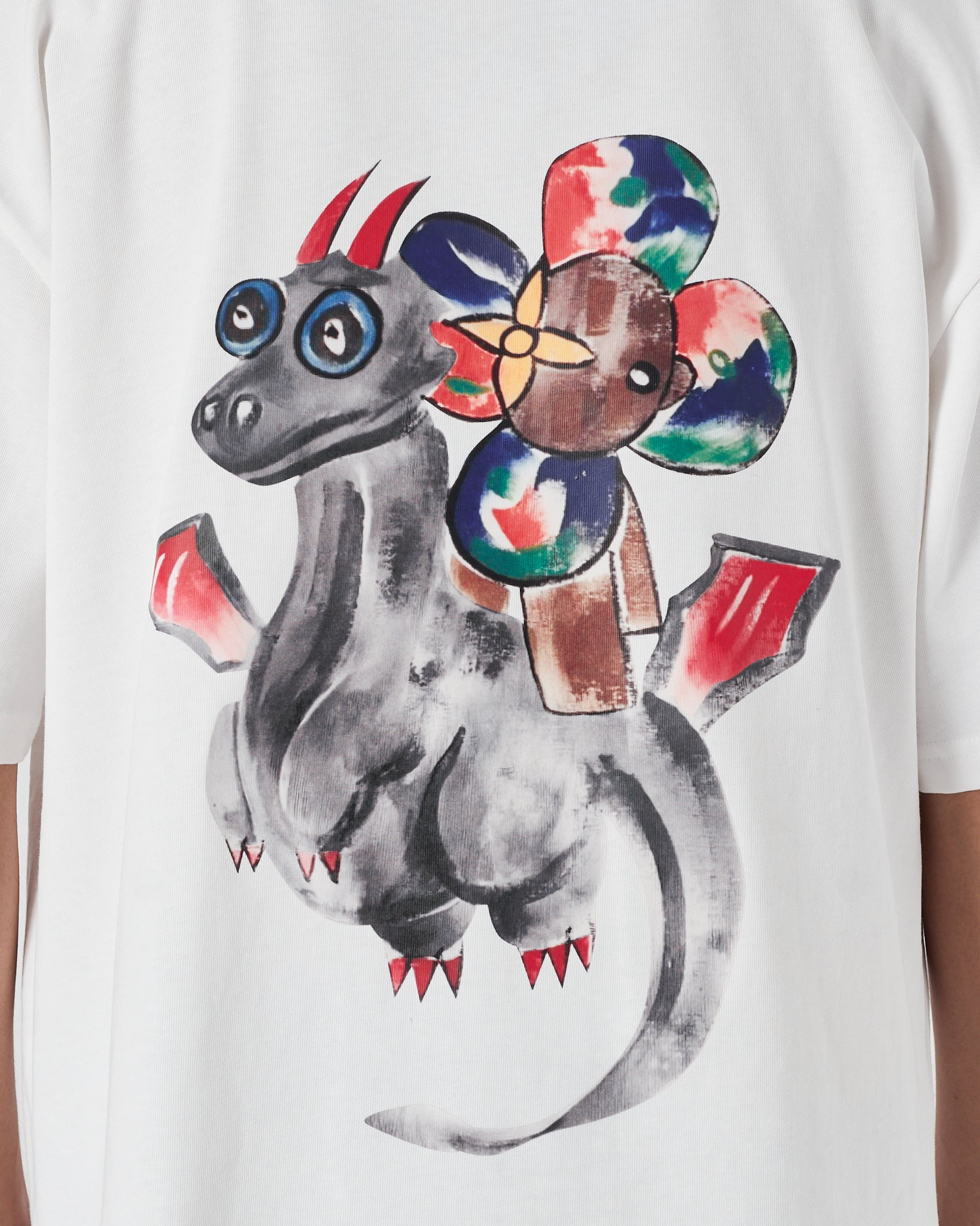 LV Dragon Printed Men White T-Shirt 17.90