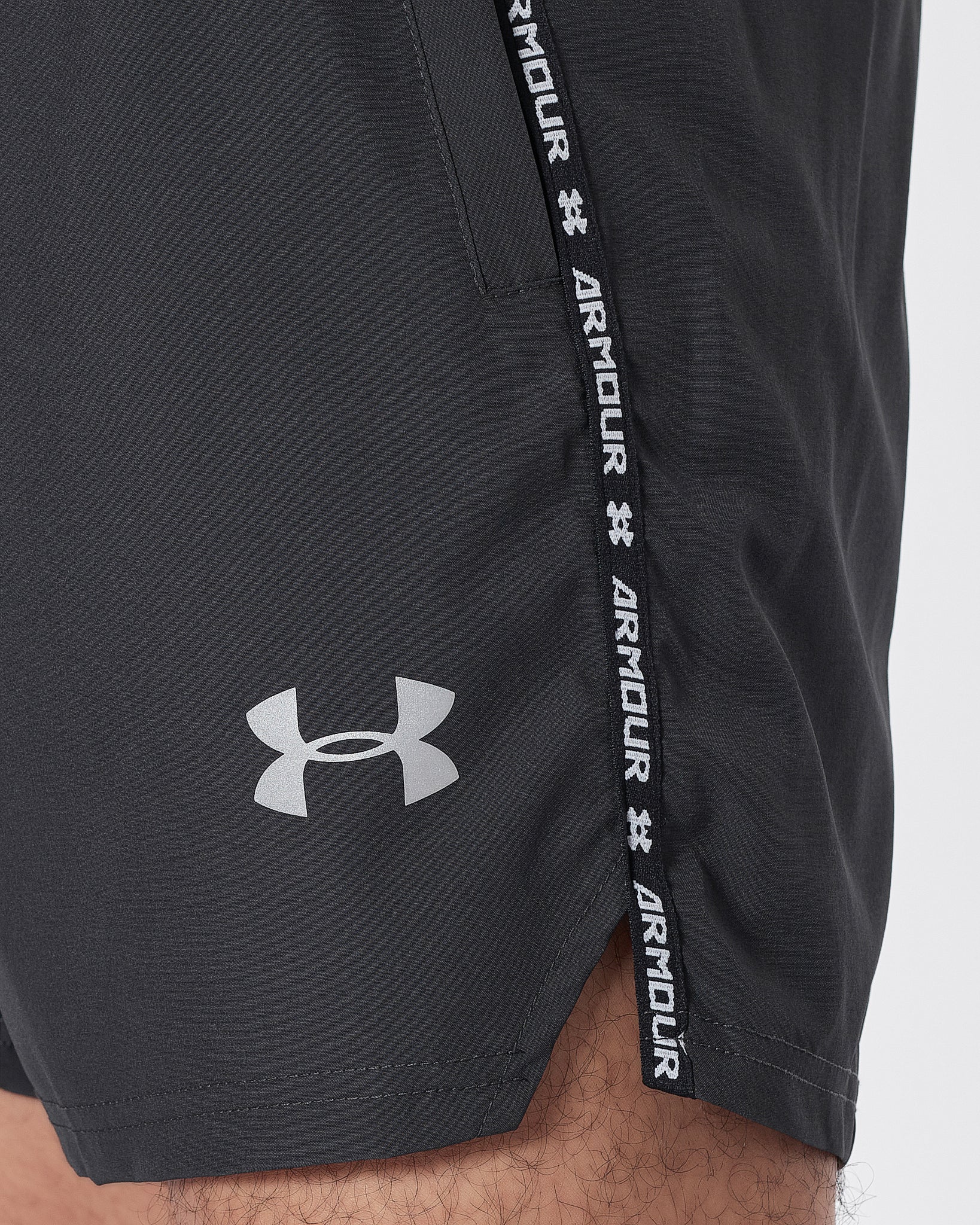 UA Logo Vertical Striped Men Dark Grey Track Shorts 12.90
