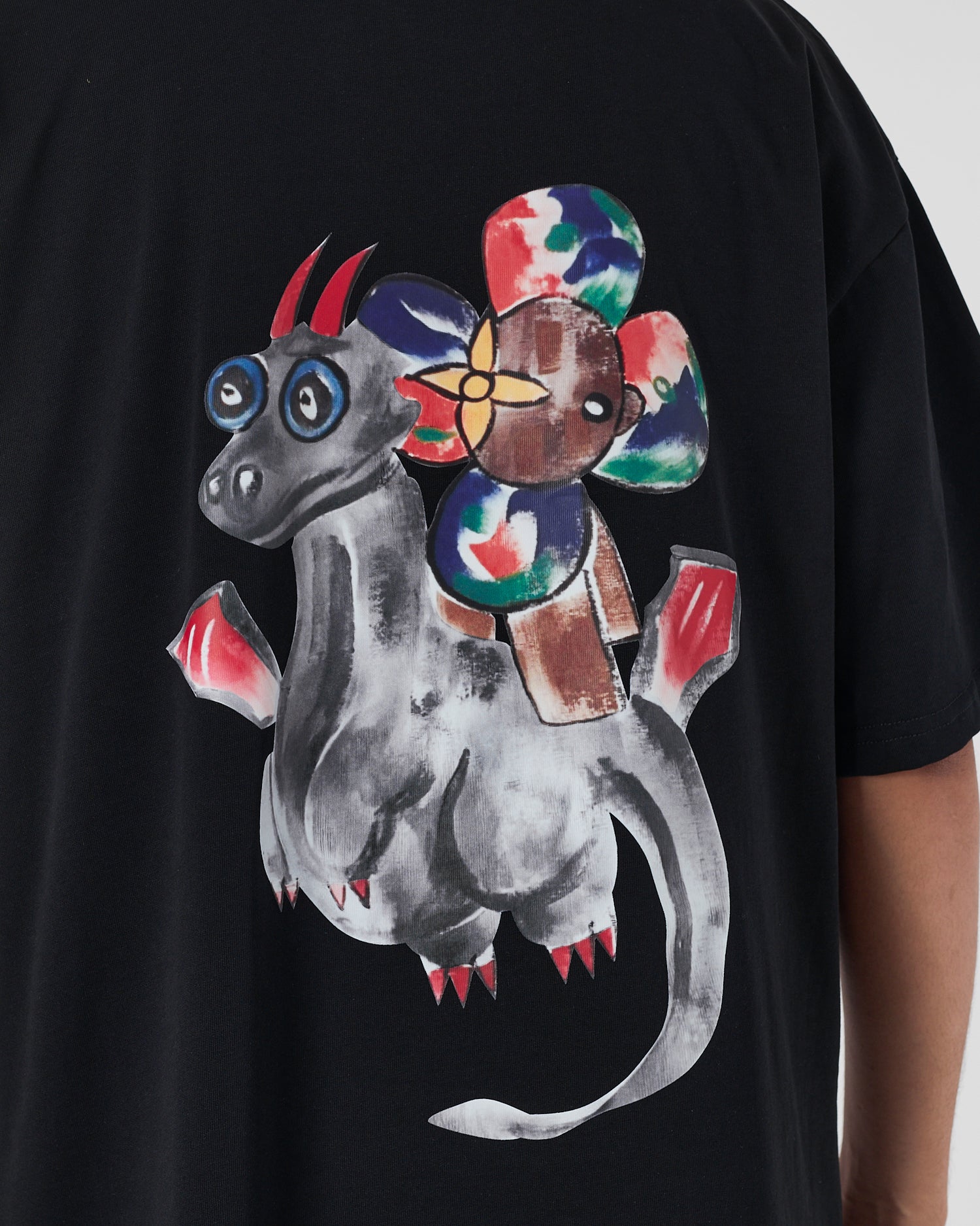 LV Dragon Printed Men Black T-Shirt 17.90