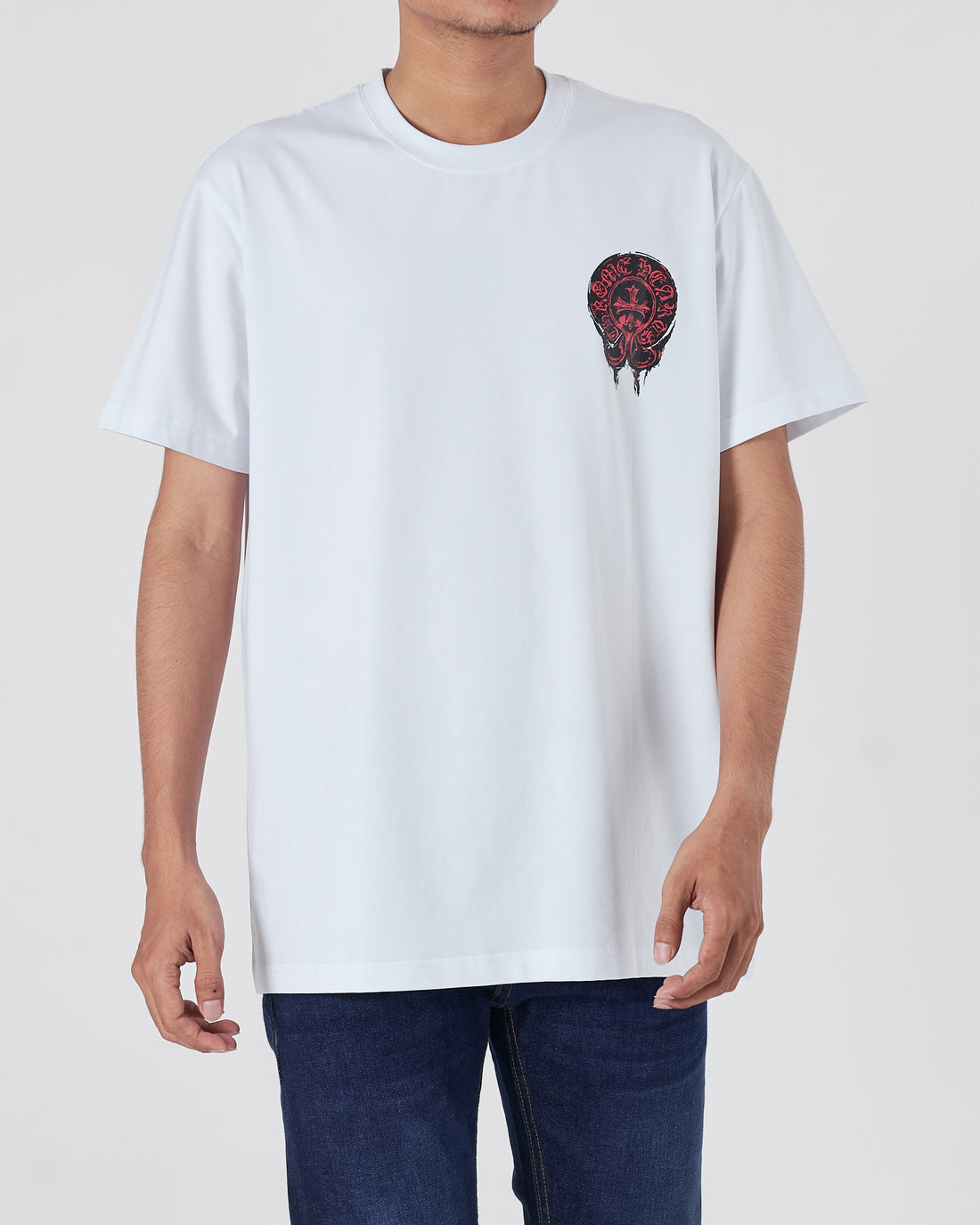 CH Front Back Logo Printed Men White T-Shirt 15.90