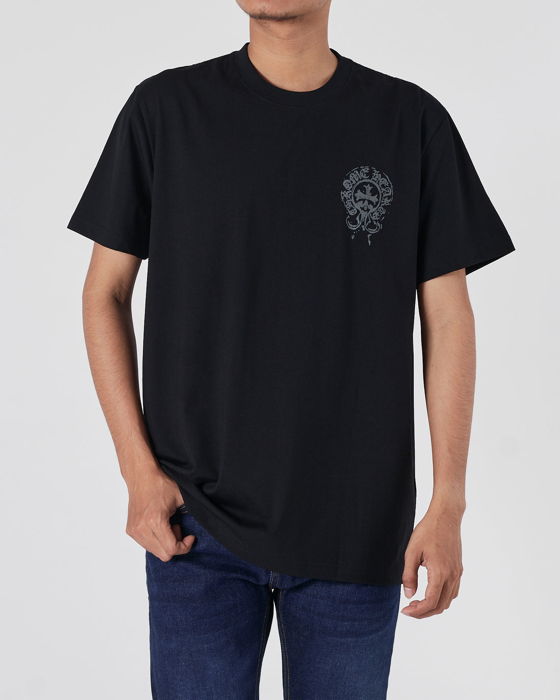 CH Front Back Logo Printed Men Black T-Shirt 15.90