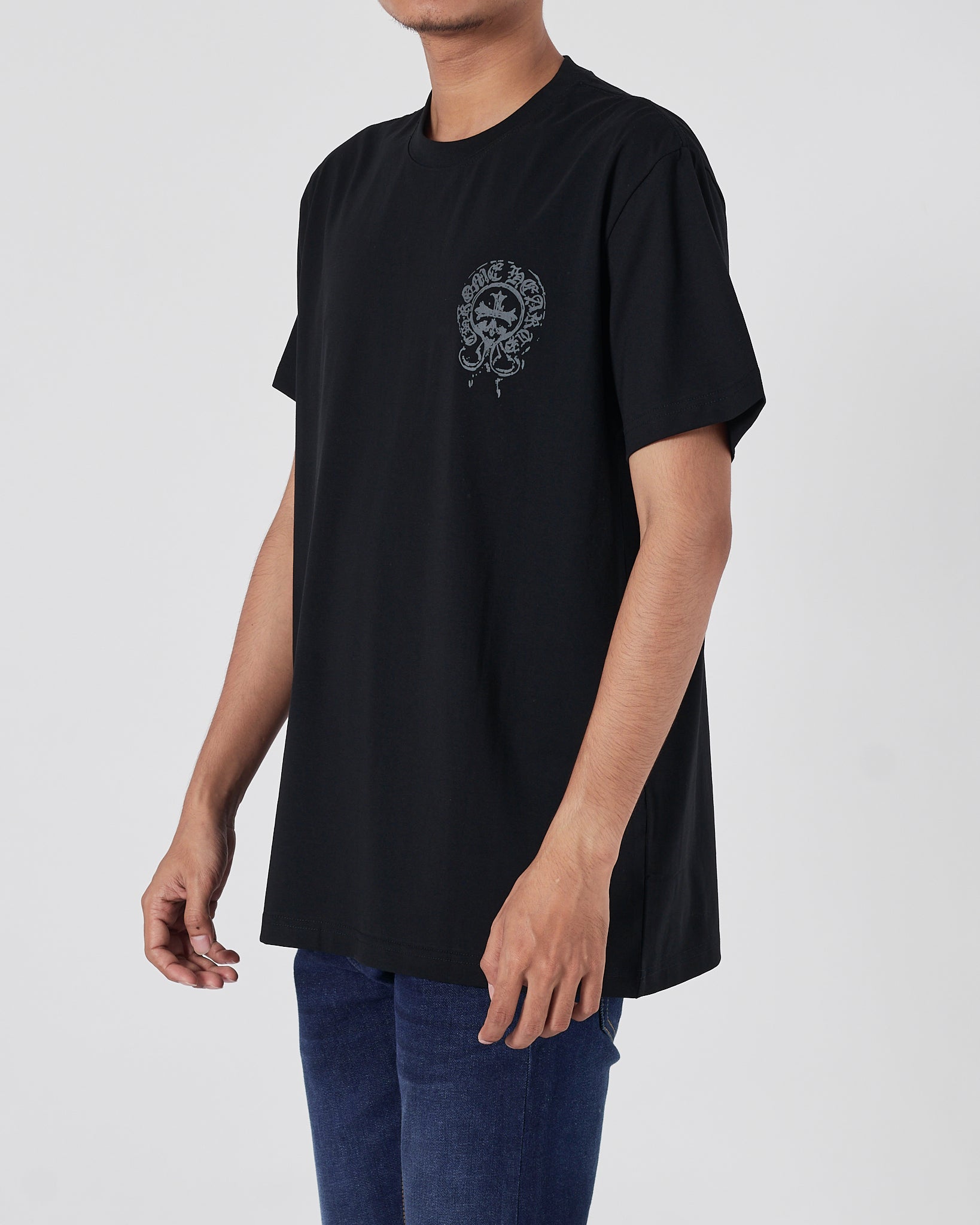 CH Front Back Logo Printed Men Black T Shirt 15.90