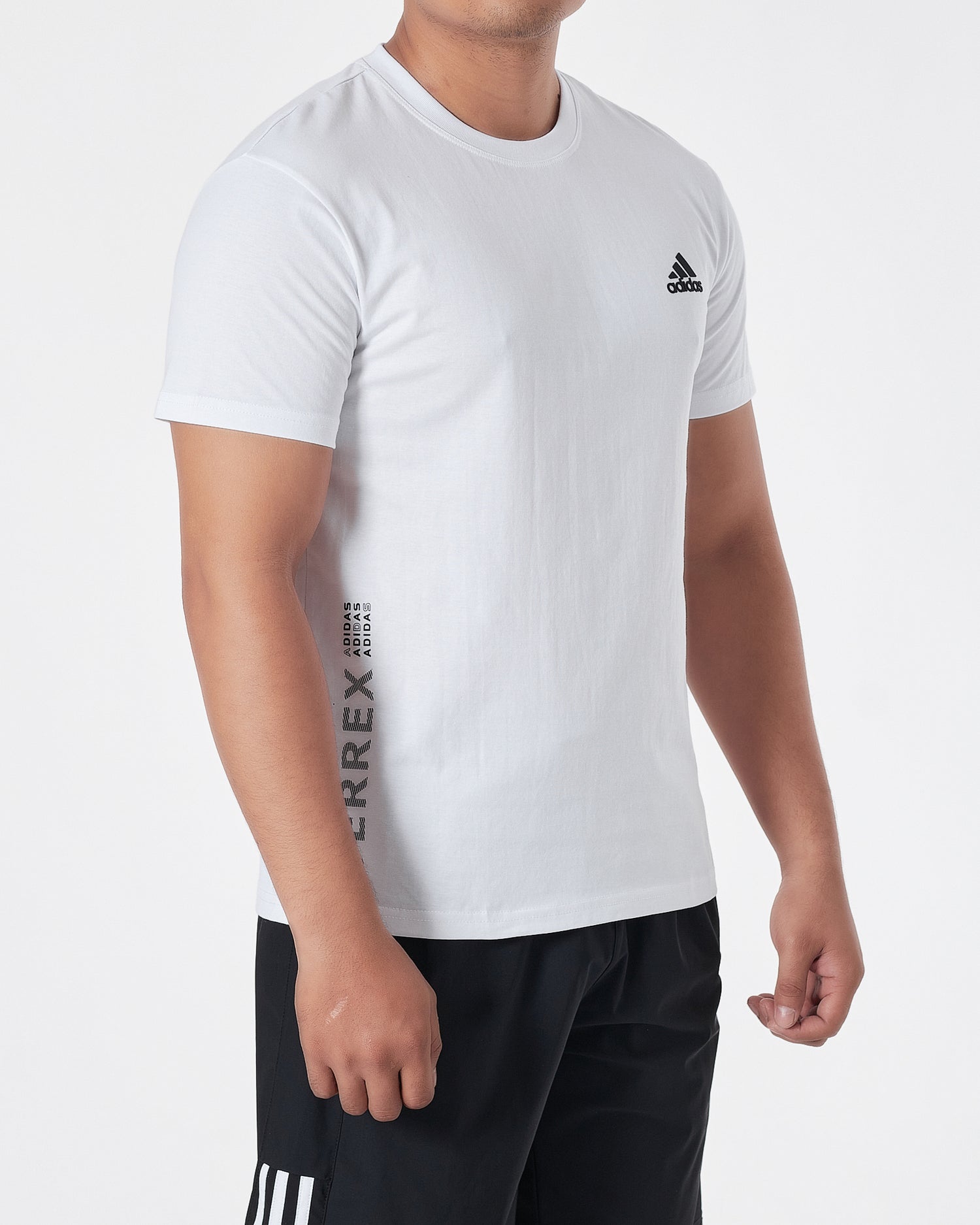 ADI Shoulder Striped Men White Sport T-Shirt 14.50