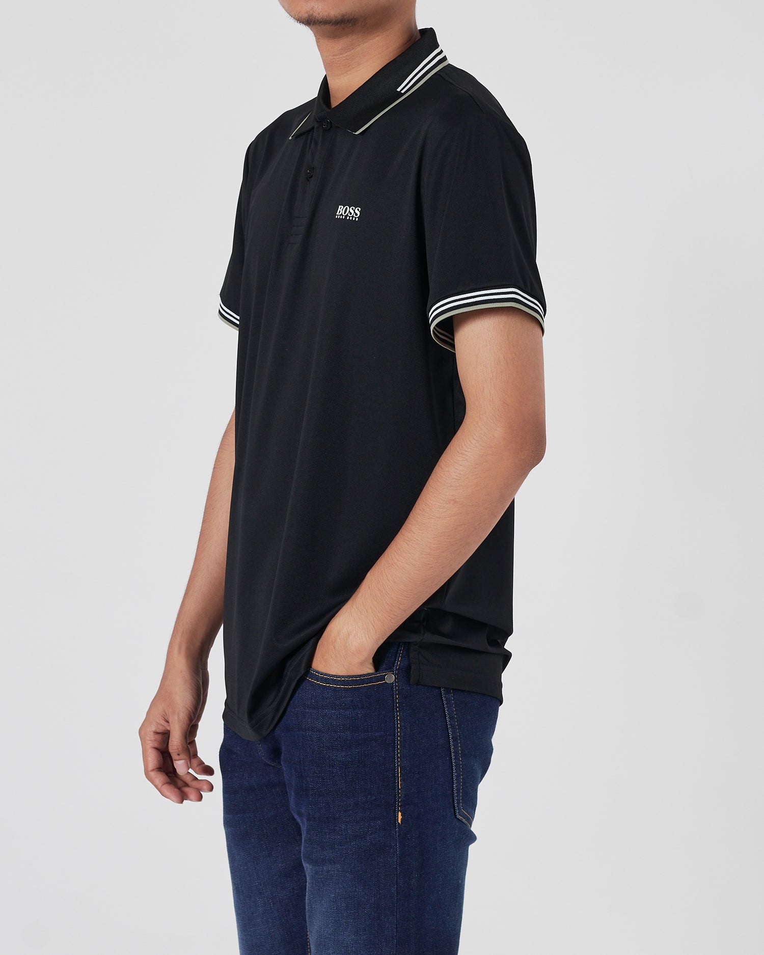 HUG Light Weight Men Black Polo Shirt 21.90