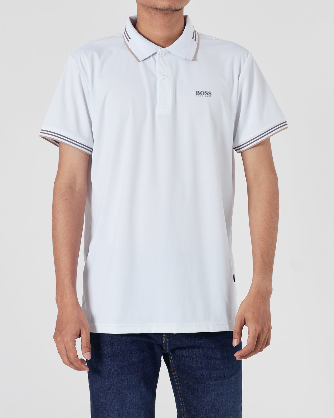 HUG Light Weight Men White Polo Shirt 21.90