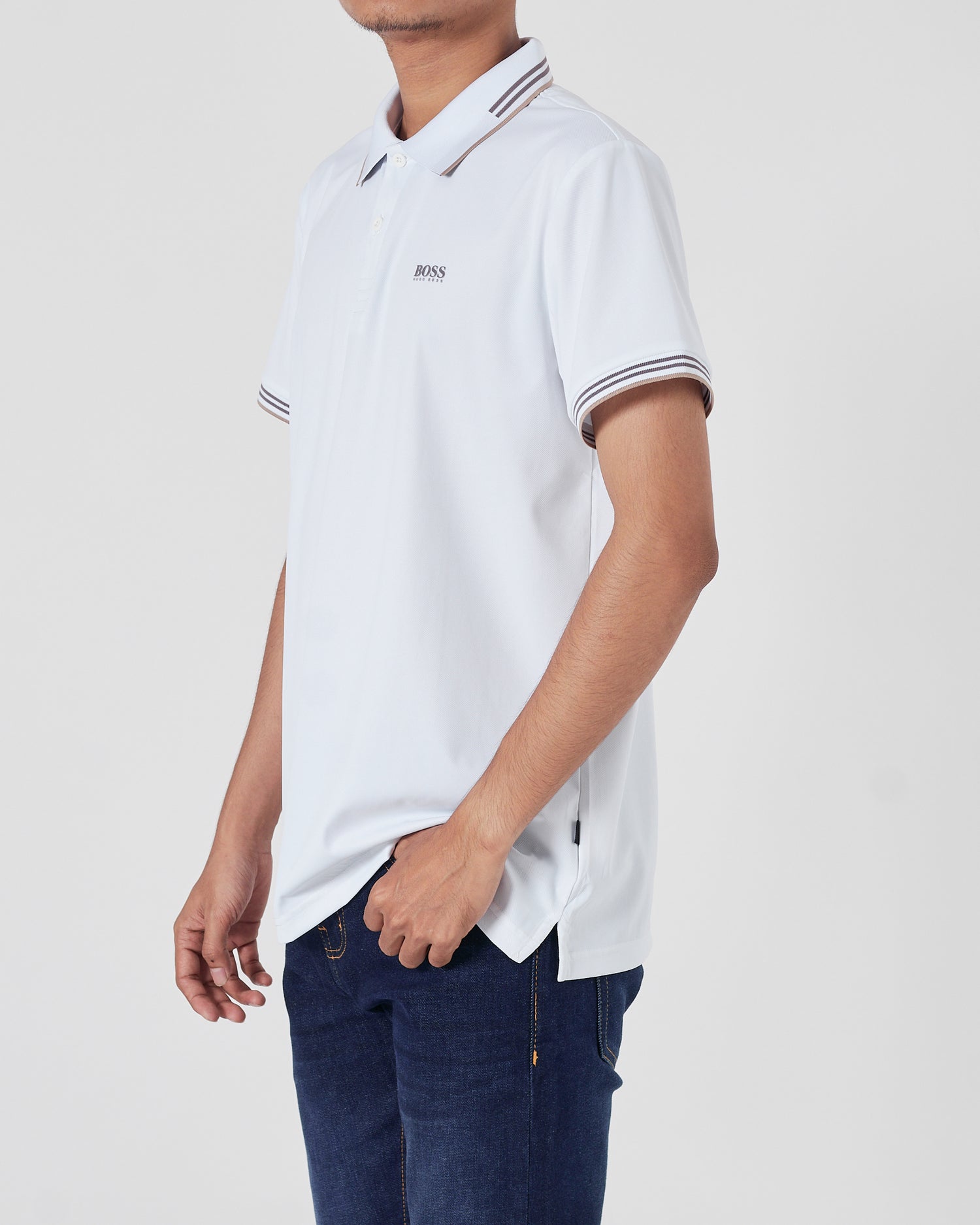 HUG Light Weight Men White Polo Shirt 21.90