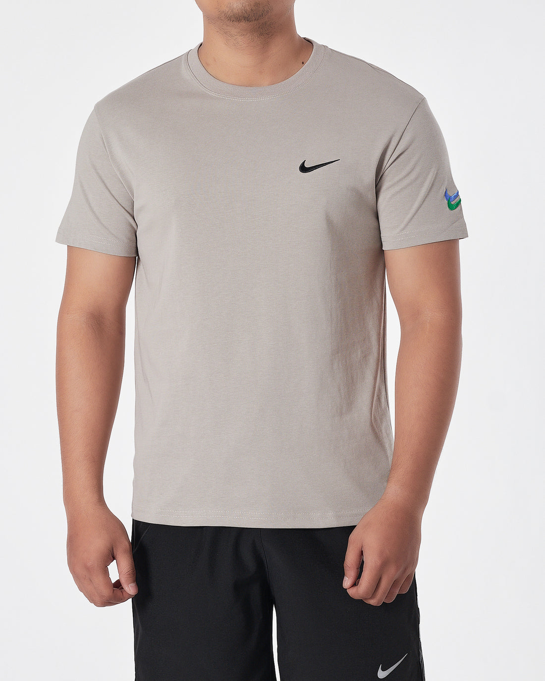 NIK Swooh Logo Embroidered Men Cream Sport T-Shirt 13.90