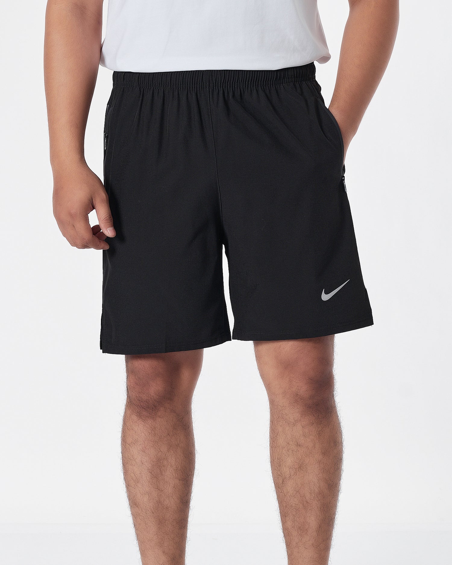 NIK Side Striped Logo Vertical Men Black Track Shorts 12.90