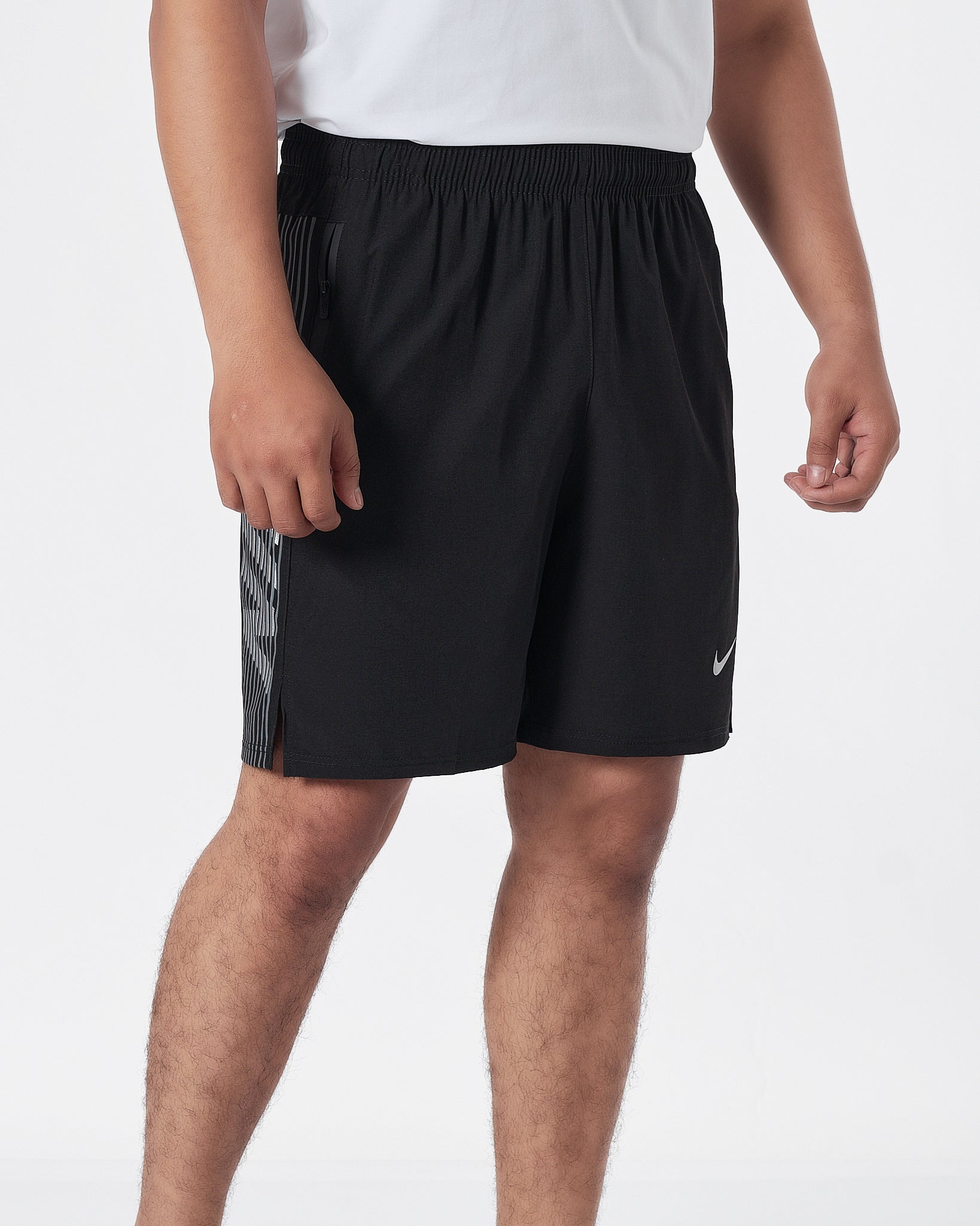 NIK Side Striped Logo Vertical Men Black Track Shorts 12.90