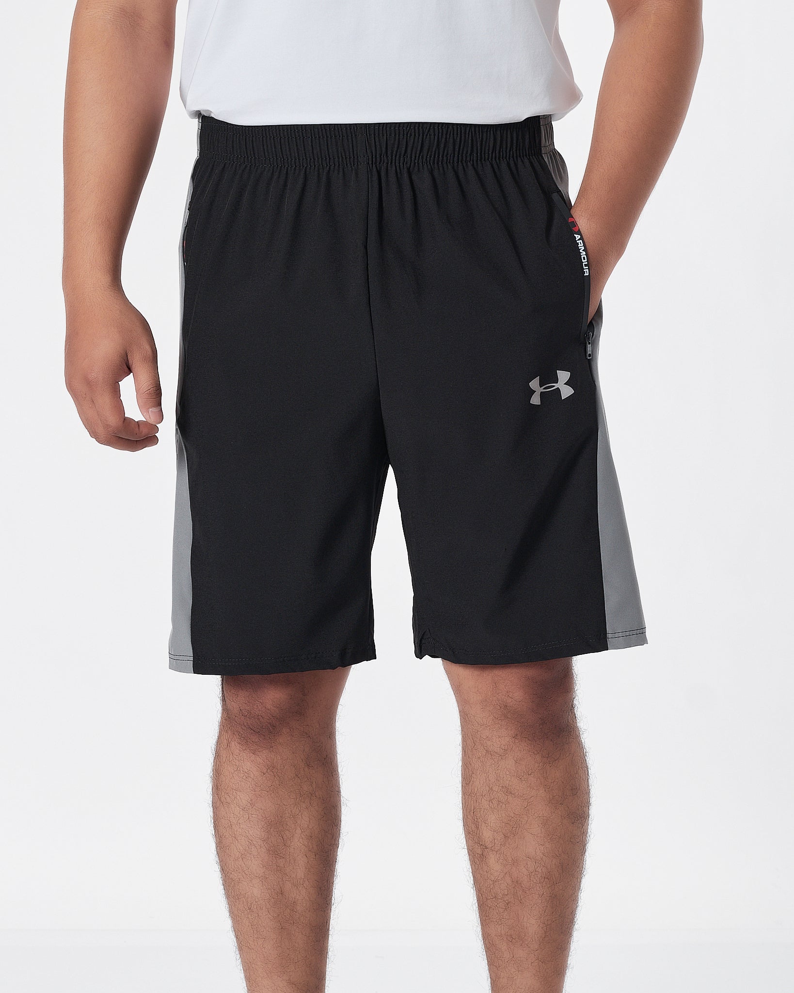 UA Side Striped Logo Vertical Men Black Track Shorts 12.90