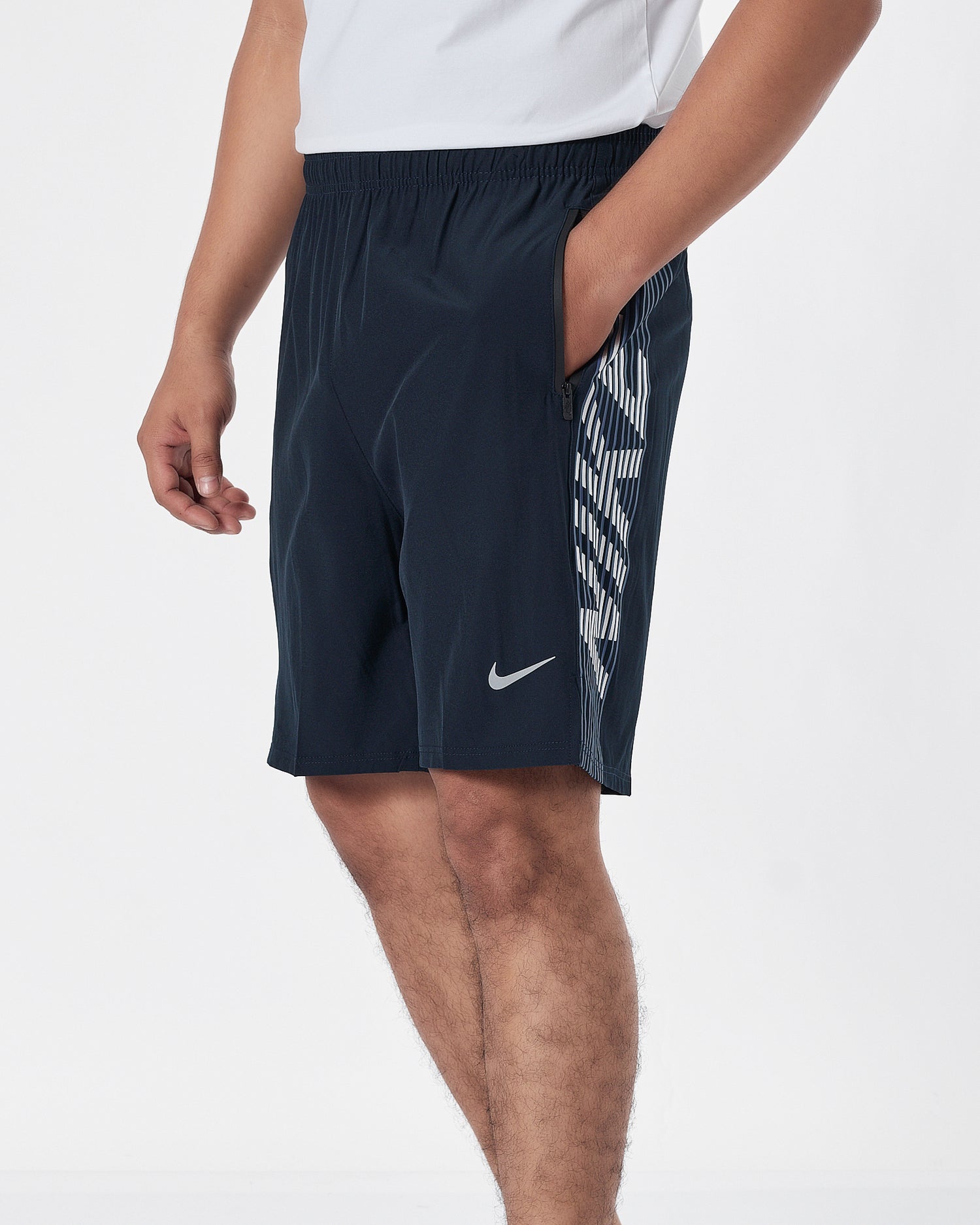 NIK Side Striped Logo Vertical Men Blue Track Shorts 12.90