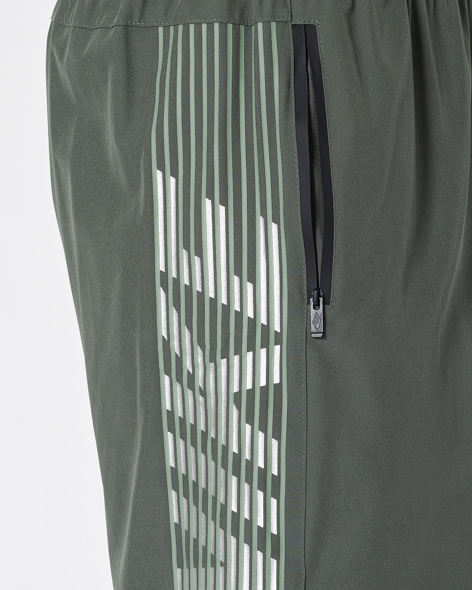 NIK Side Striped Logo Vertical Men Green Track Shorts 12.90