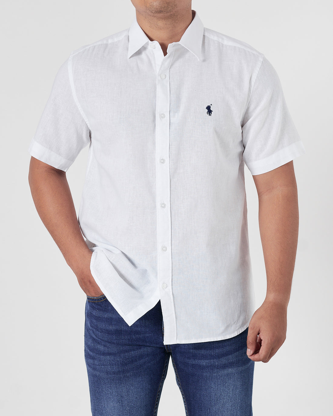 RL Linen Men White Shirts Short Sleeve 17.90