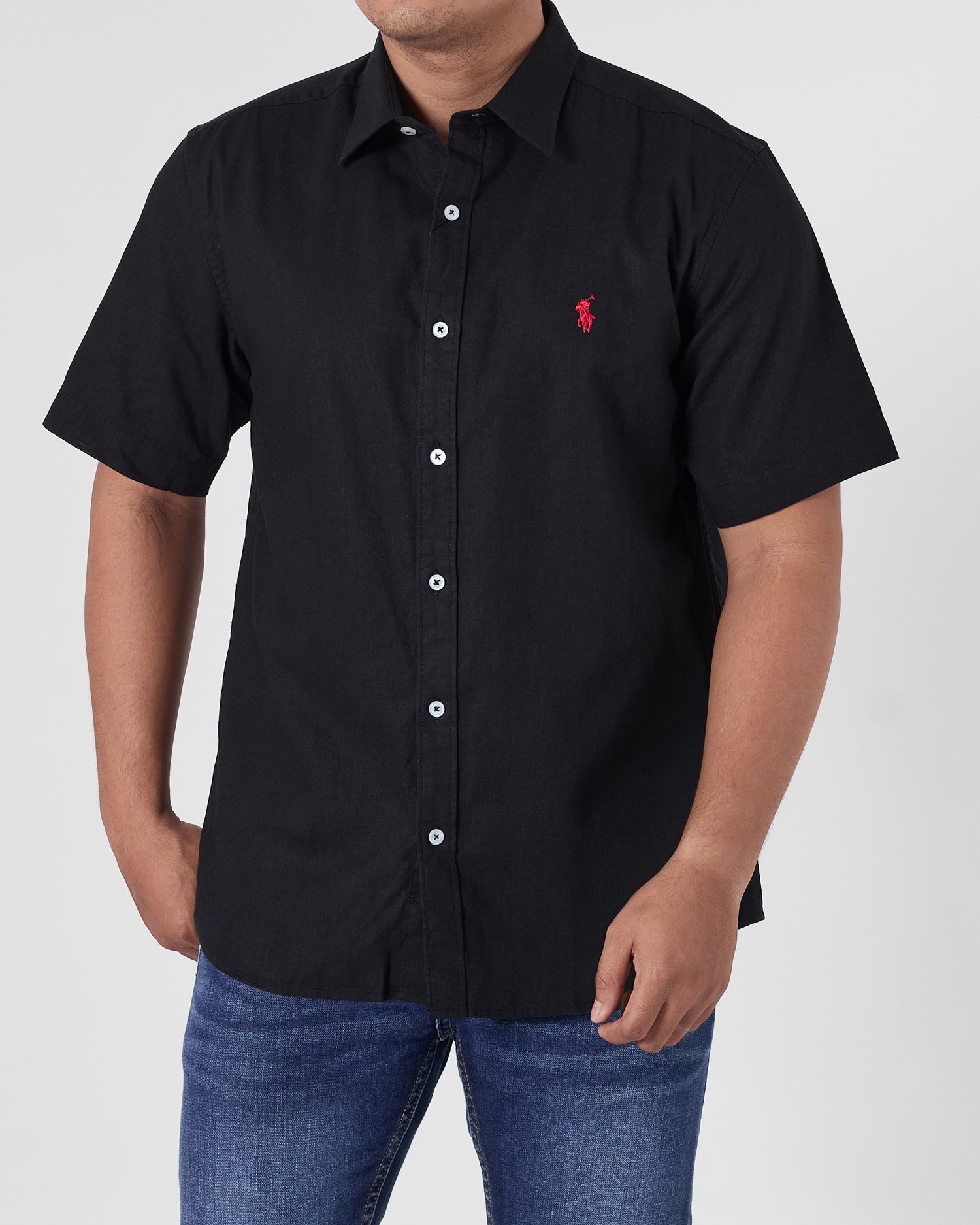 RL Linen Men Black Shirts Short Sleeve 17.90