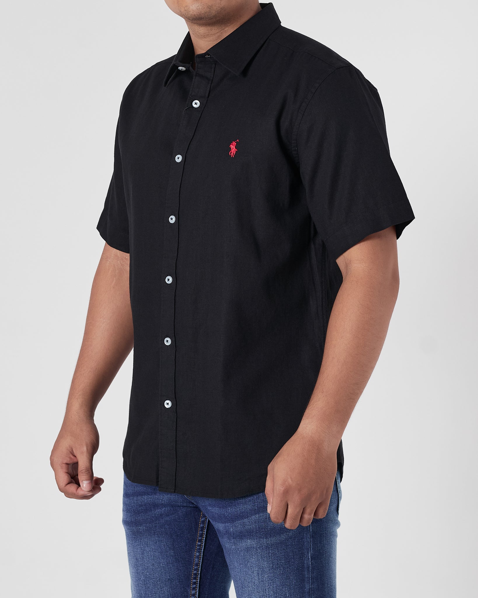 RL Linen Men Black Shirts Short Sleeve 17.90