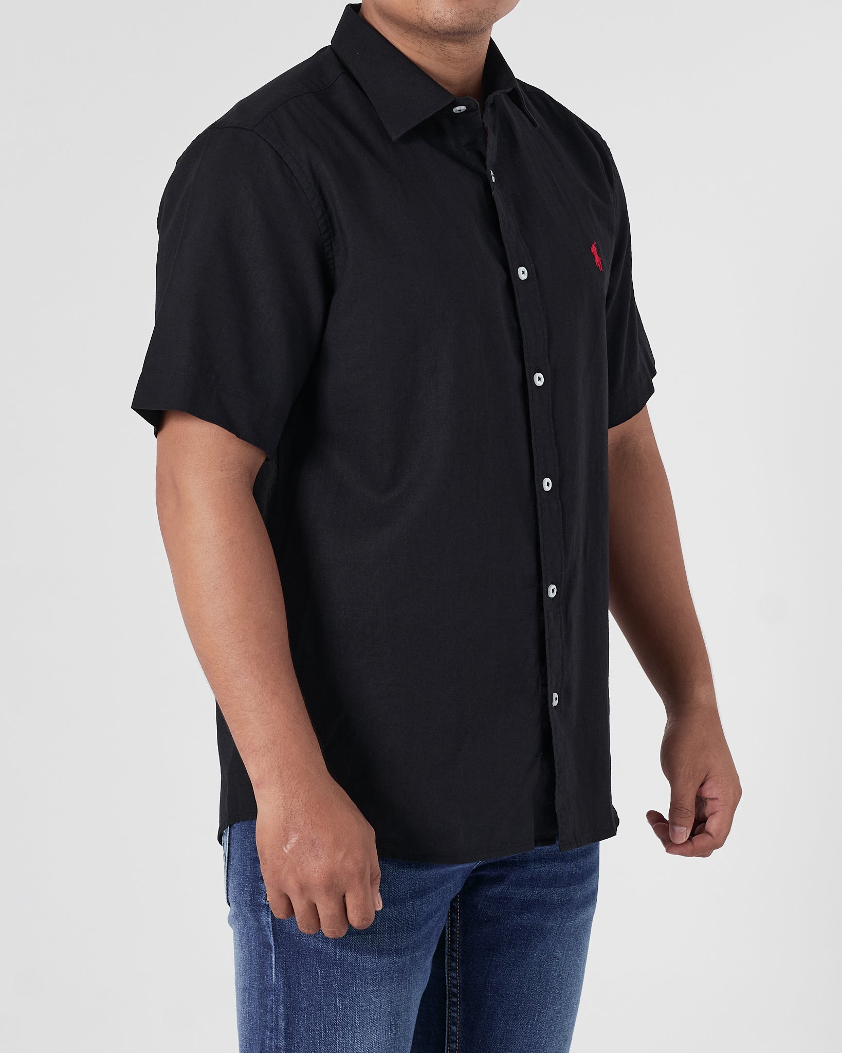 RL Linen Men Black Shirts Short Sleeve 17.90