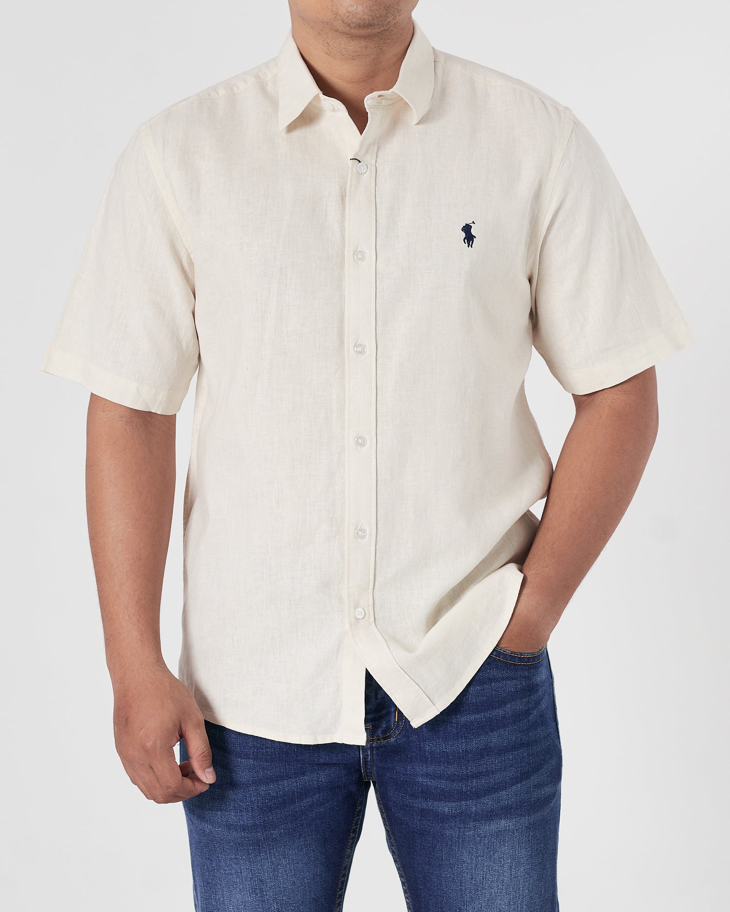 RL Linen Men Cream Shirts Short Sleeve 17.90