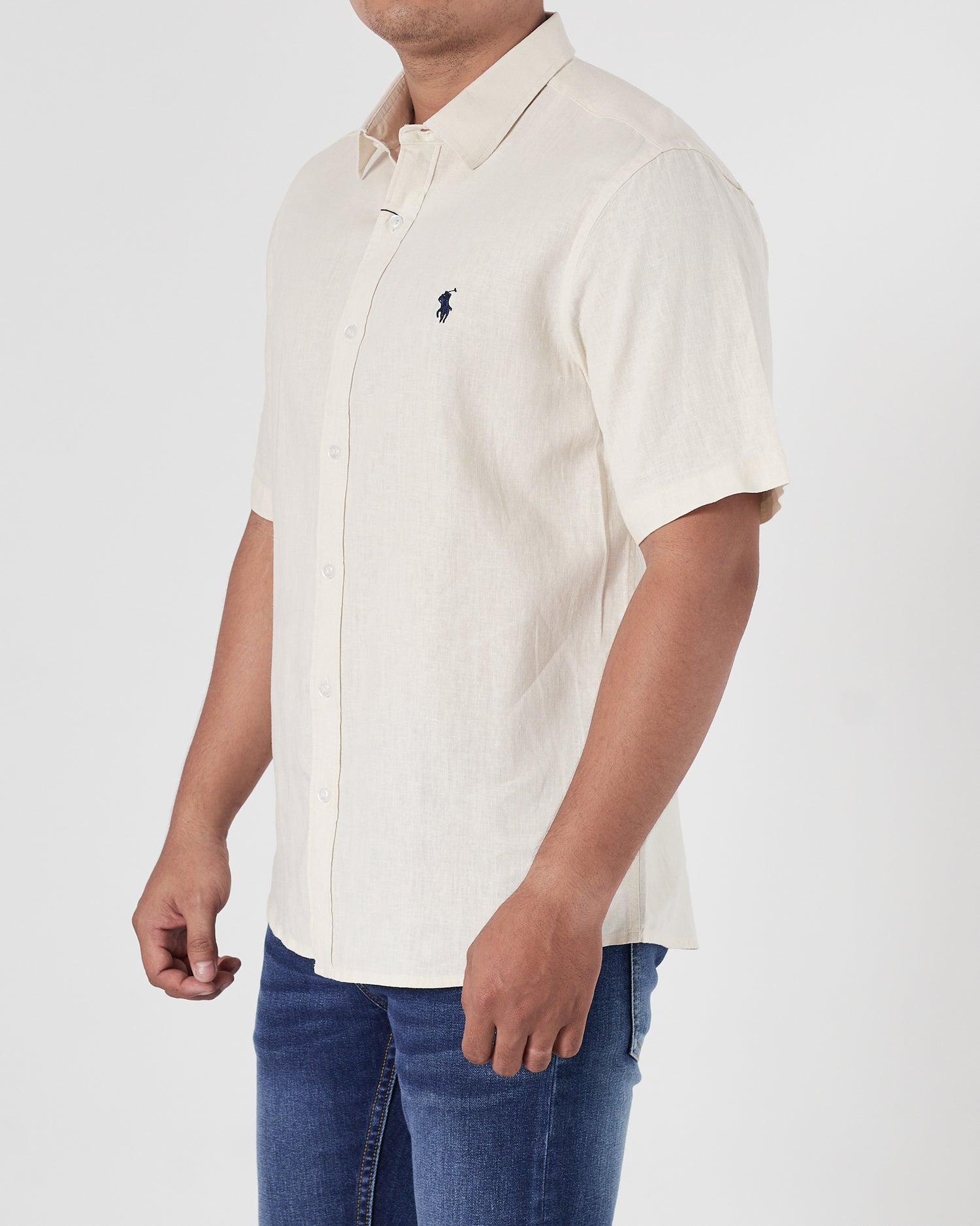 RL Linen Men Cream Shirts Short Sleeve 17.90