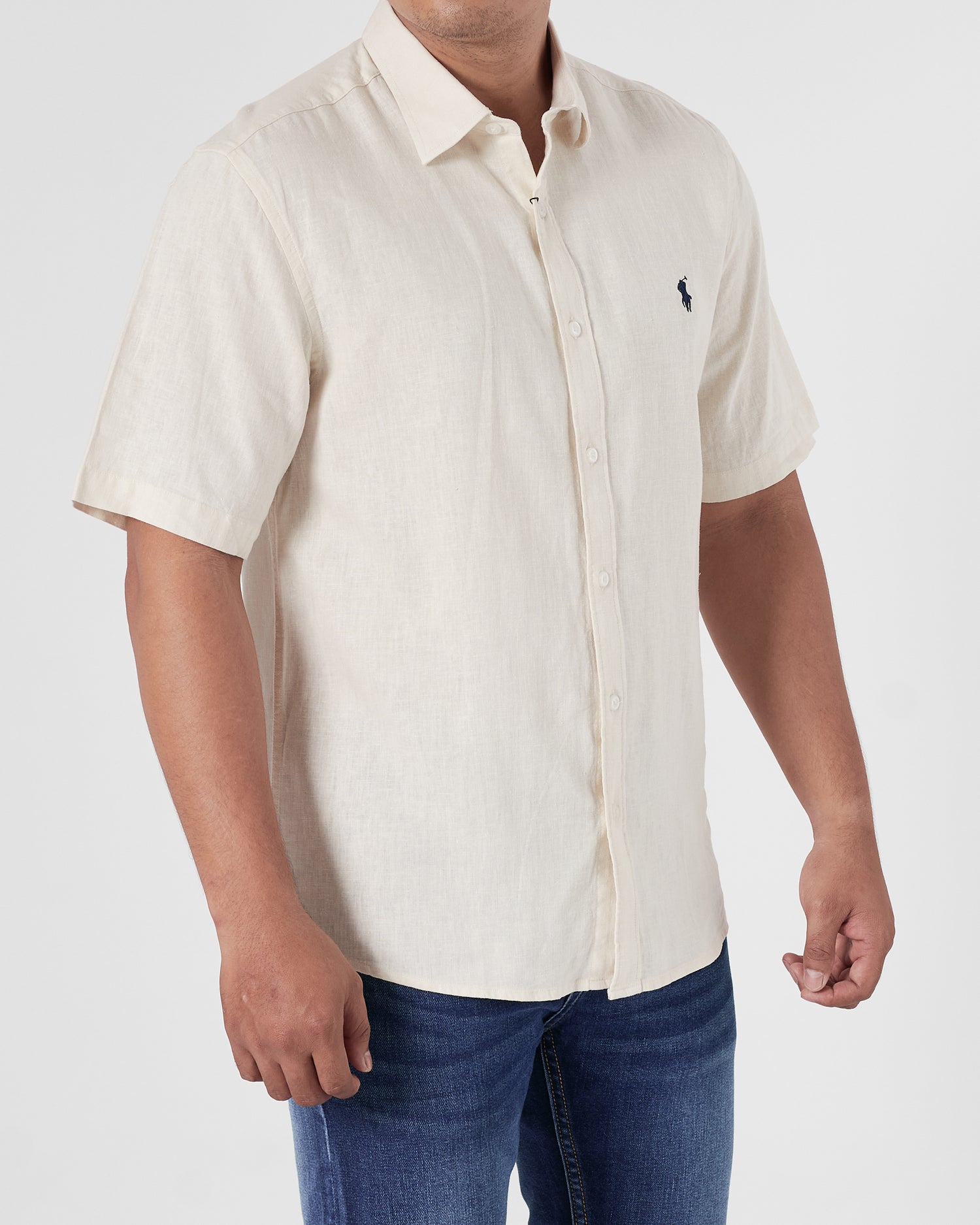 RL Linen Men Cream Shirts Short Sleeve 17.90